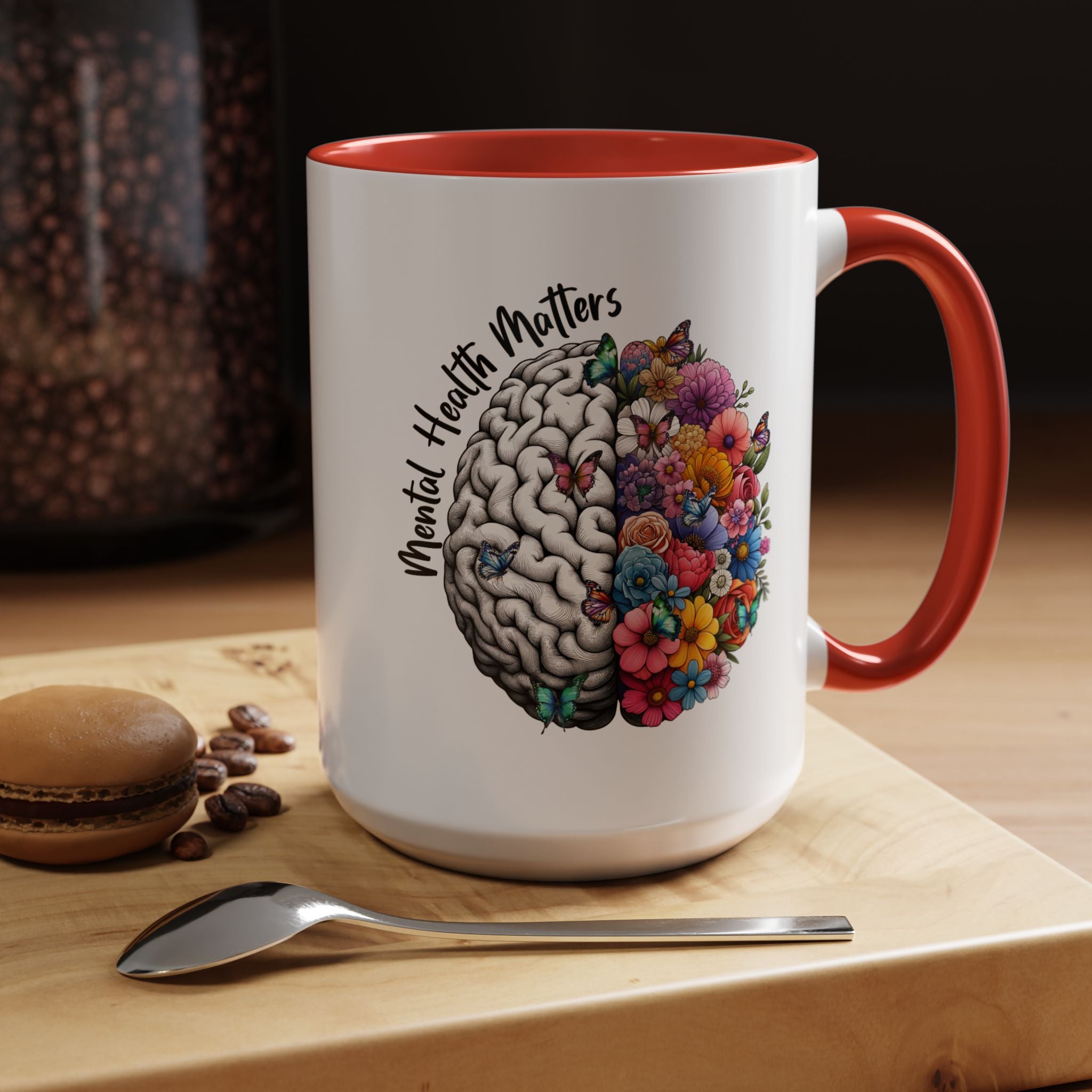 Mental Health Matters, Mental Health Coffee Mug, School Psychologist Mug, Inspirational Gift, Mental Health Awareness Mug, Floral Brain Mug