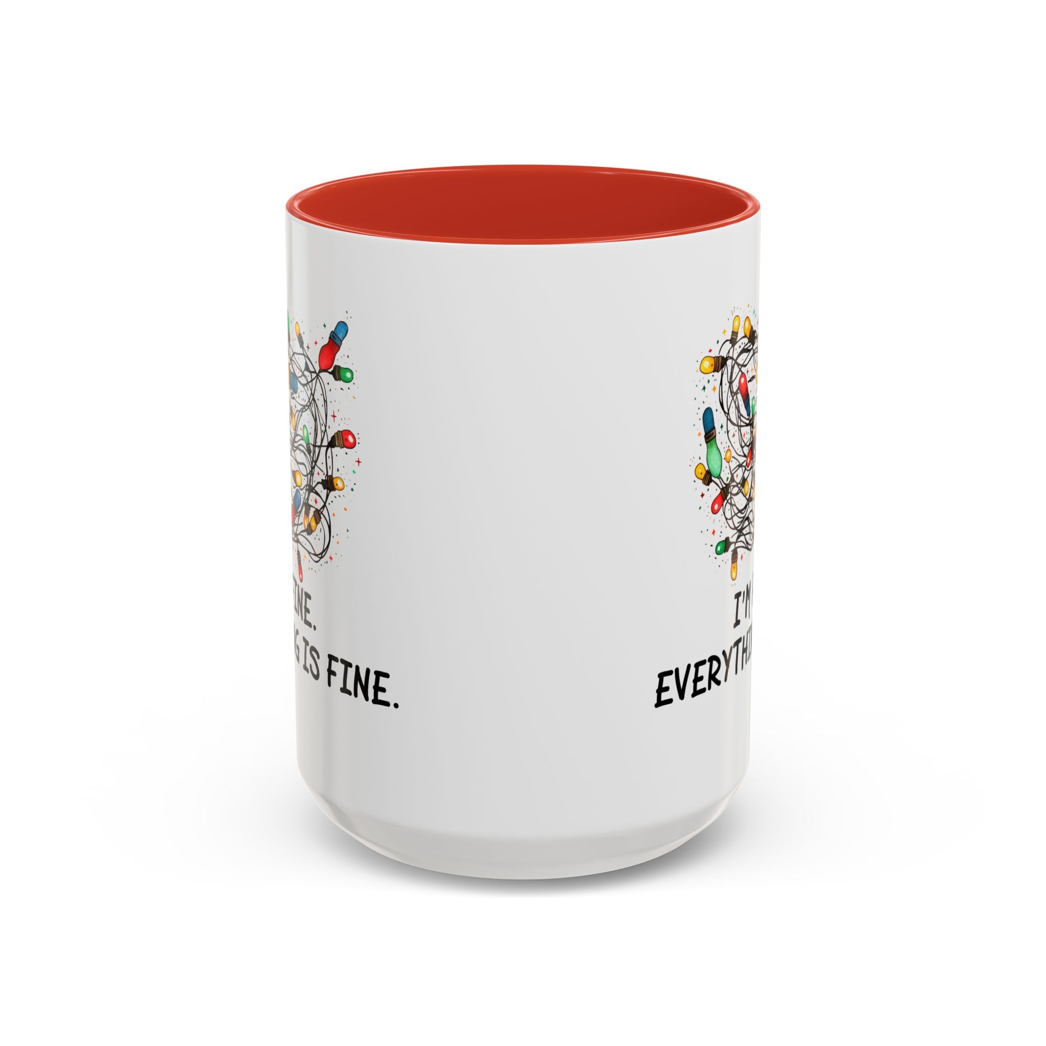 I'm Fine Everything Is Fine Christmas Mug, Christmas Lights Mug, Funny Coffee Mug, Tangled Lights, Crazy Shopping Christmas Mug, Madness