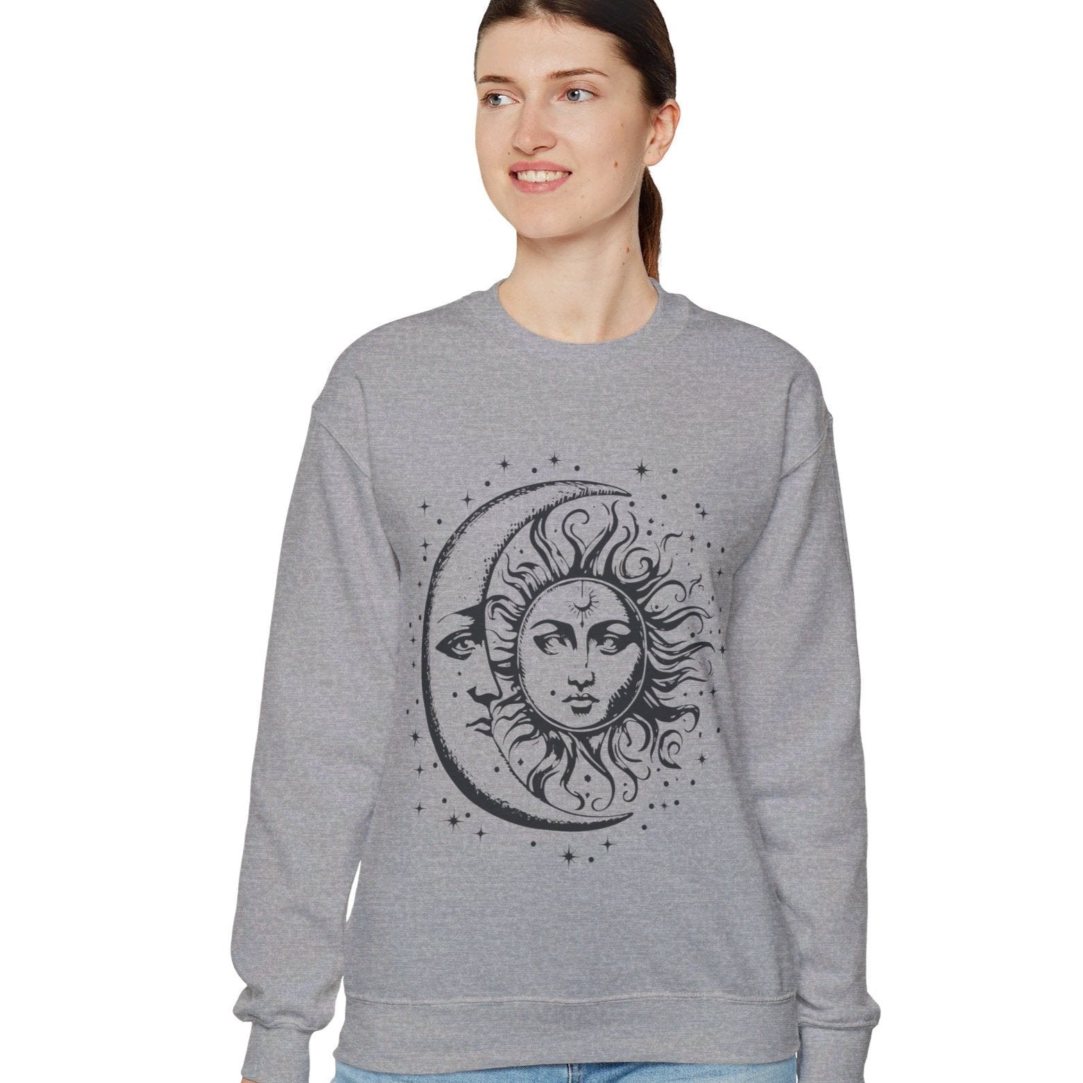 Sun and Moon Sweatshirt, Celestial Crewneck, Boho Sun and Moon Shirt, Hippie Hoodie, Retro Shirt, Vintage Style