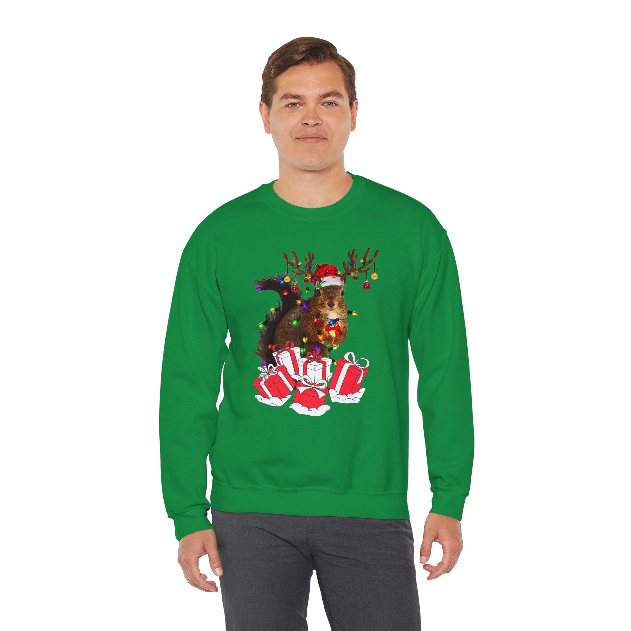 Christmas Squirrel Lights Sweatshirt, Christmas Sweatshirt, Funny Christmas Sweat, Christmas Gift Sweater, Holiday Crewneck