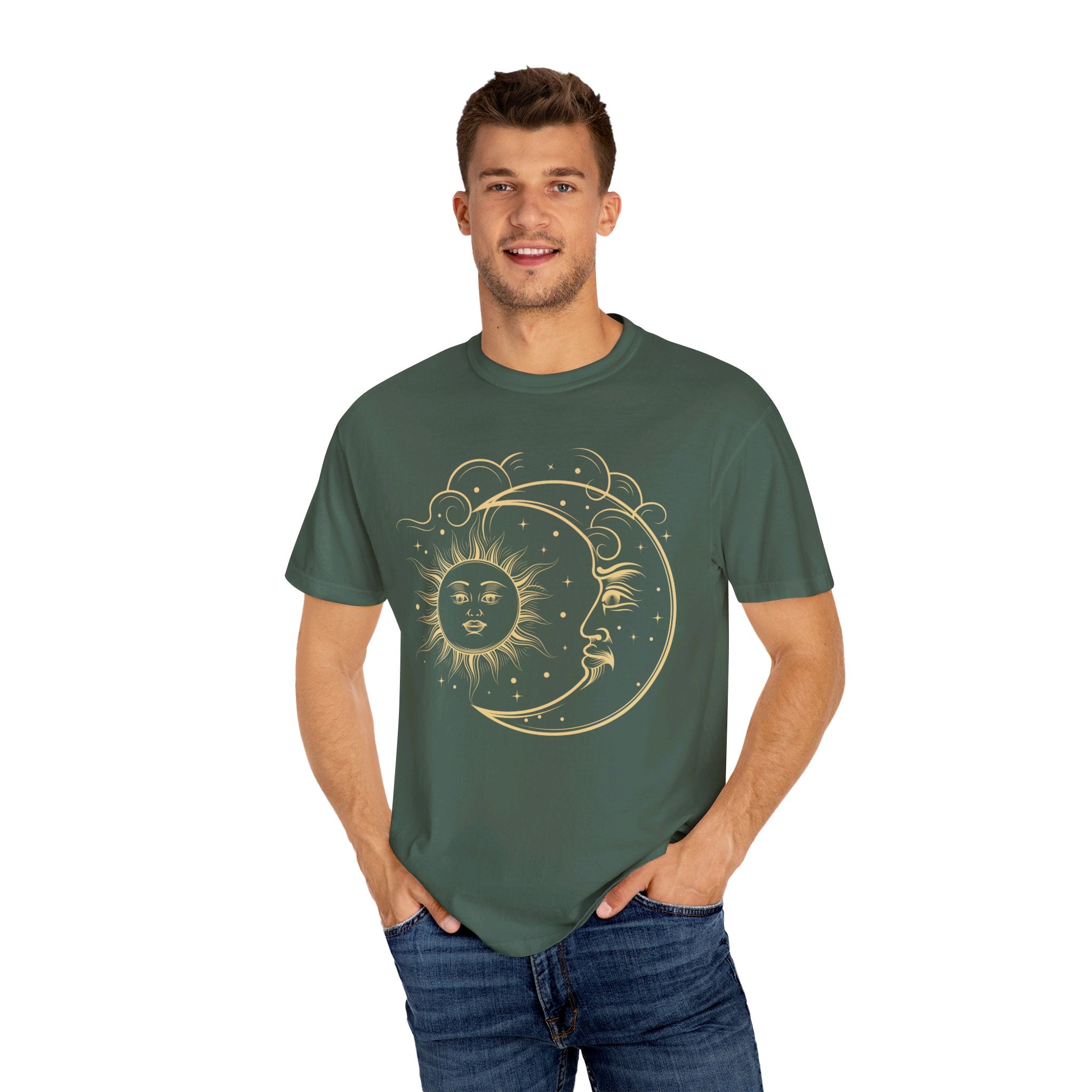 Celestial Sun Moon Shirt, Mystical Sun Moon T shirt, Boho Vintage Feel Celestial Sun Moon Shirt, Moon Phases Gift, Boho Sun Shirt