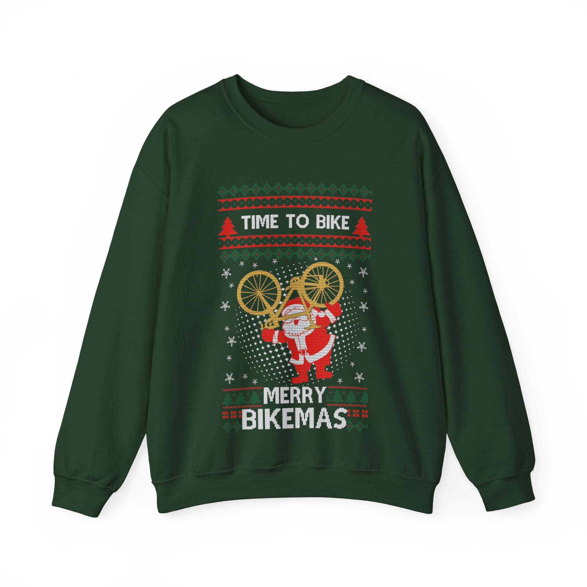 Ugly Christmas Cyclist Santa Sweatshirt, Time to Bike Shirt, Funny Bicycle Ugly Christmas Sweatshirt, Funny Cycling Shirt