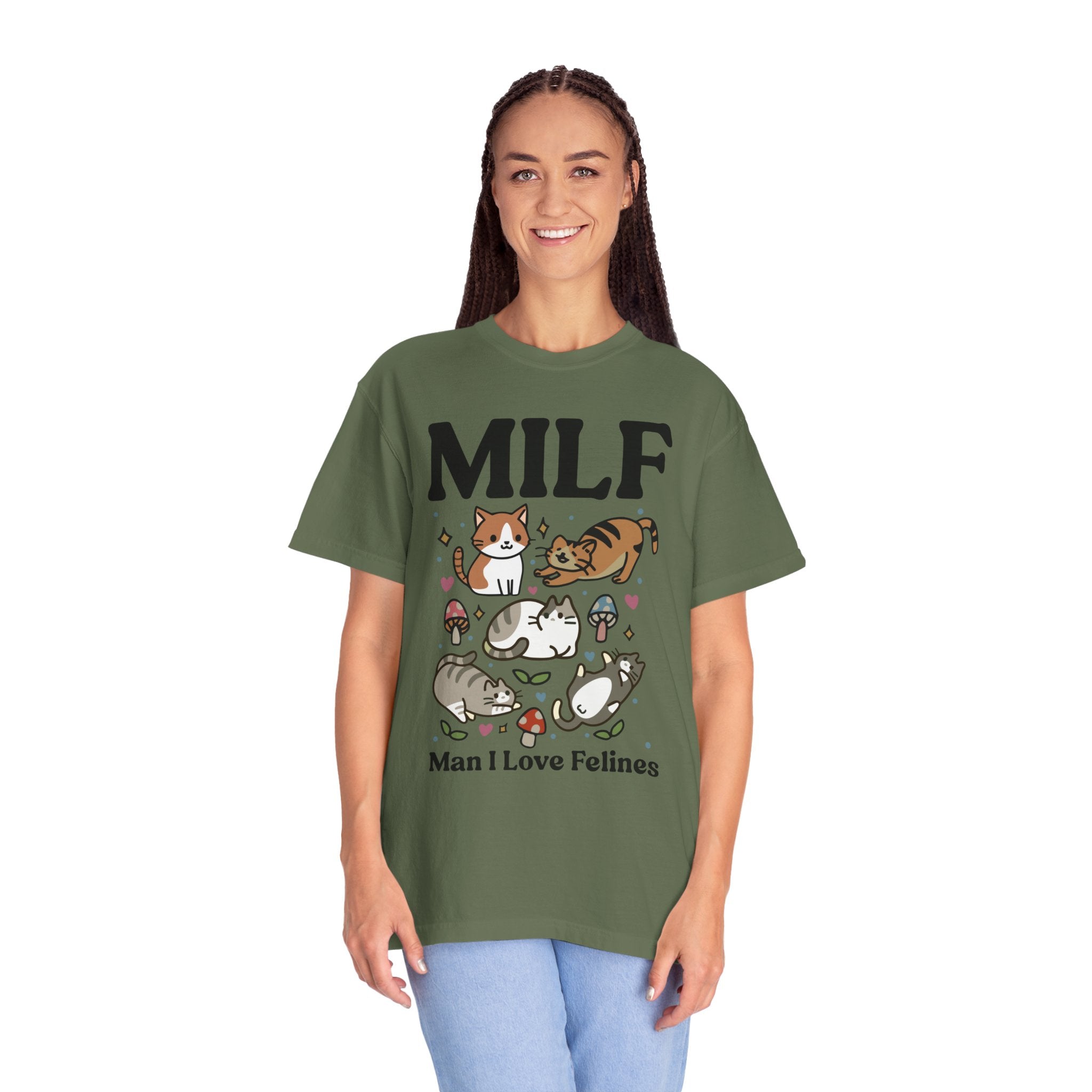 Retro Feline Tshirt, Funny MILF Cat Shirt, Cottagecore kitty Tee, UNISEX T-shirt, Man I love Felines Shirt, Girlfriend gift