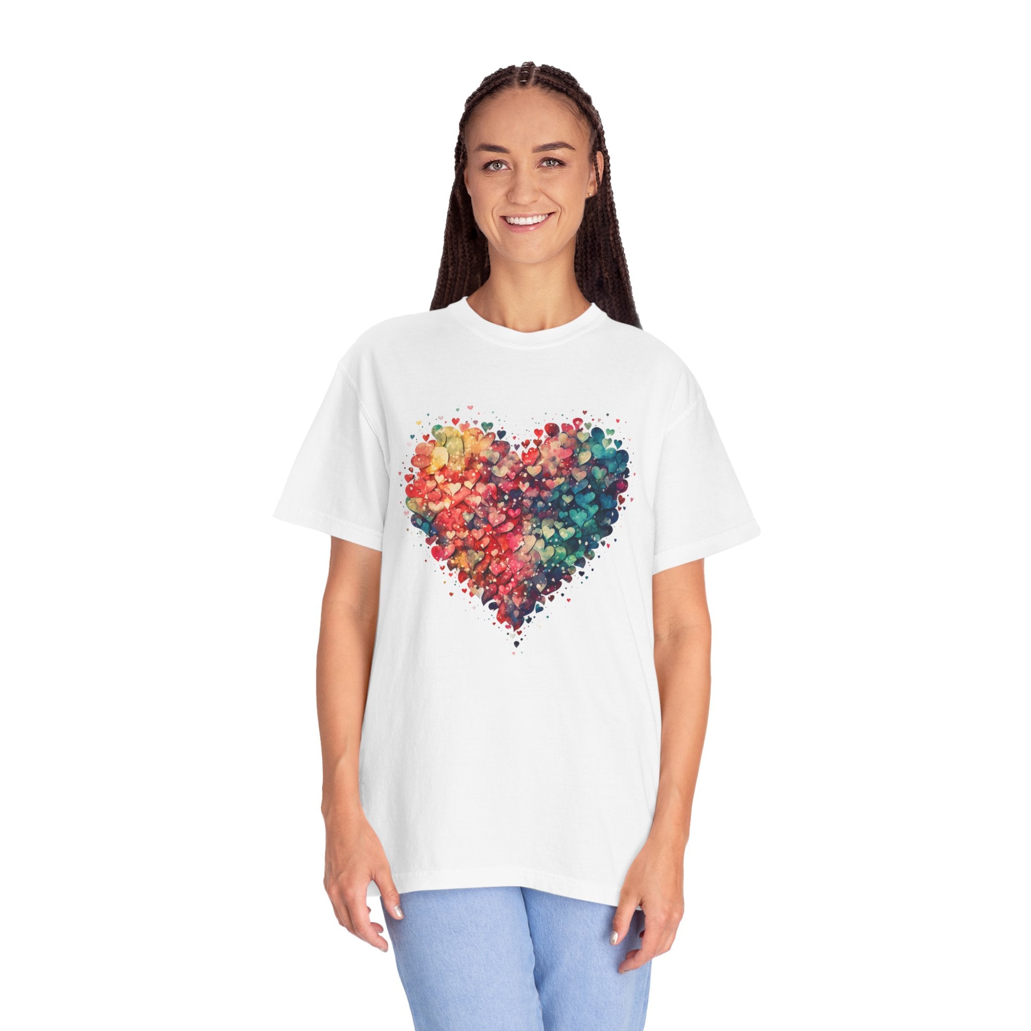 Valentines Watercolor Hearts Shirt, Comfort Color Valentines Day Shirt, Womens Valentines Day Gift, Cute Heart Valentines Love Shirt