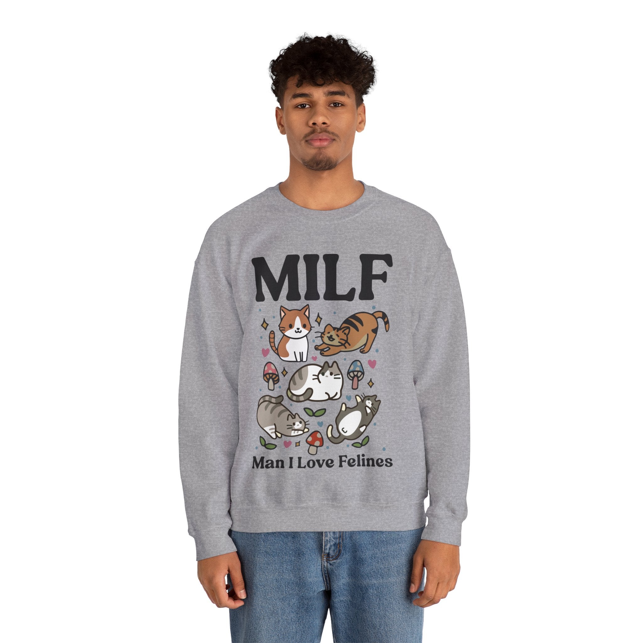 MILF Funny Sweatshirt, Man I Love Felines, Cat Lover Gift, Cat Lover Shirt, Cat Person Gifts, Cat Person Shirt, Mom Shirt Gift, Retro Cat Sweater