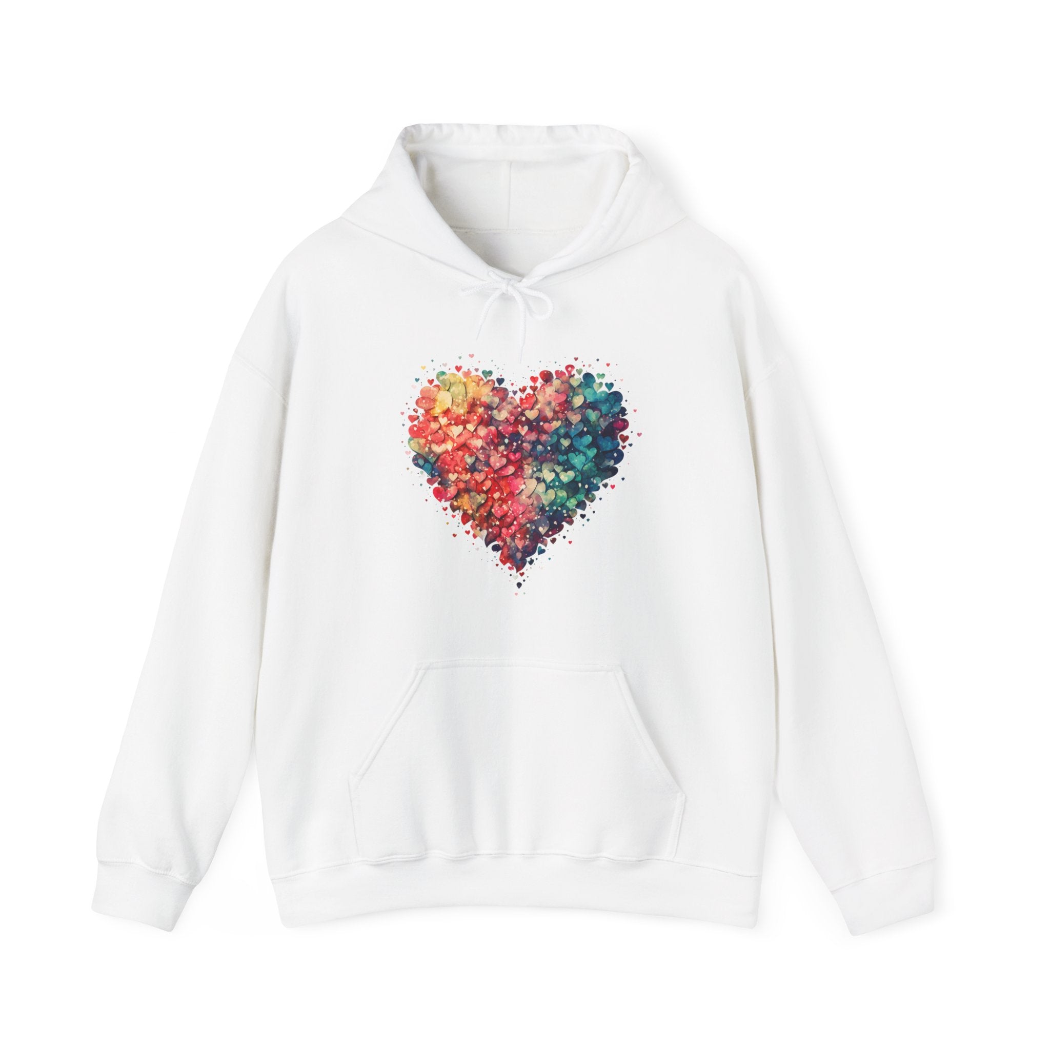 Watercolor Heart Hoodie, Valentine Heart Hooded Sweater, Cute Pocket Hoodie, Colorful Heart Sweatshirt, Minimalist Hoodie, Love Sweatshirt