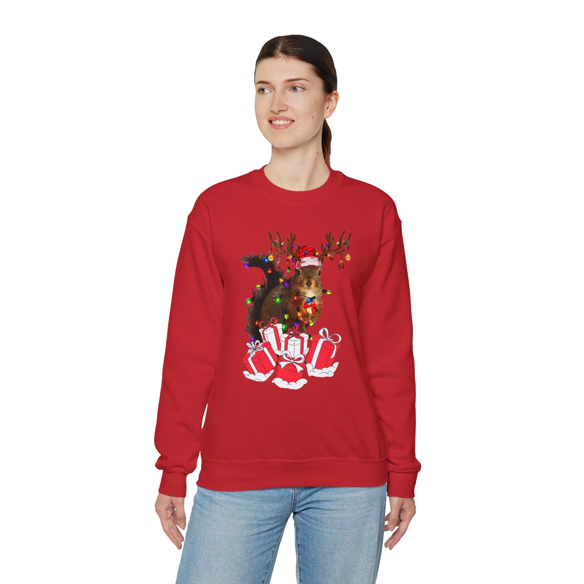 Christmas Squirrel Lights Sweatshirt, Christmas Sweatshirt, Funny Christmas Sweat, Christmas Gift Sweater, Holiday Crewneck