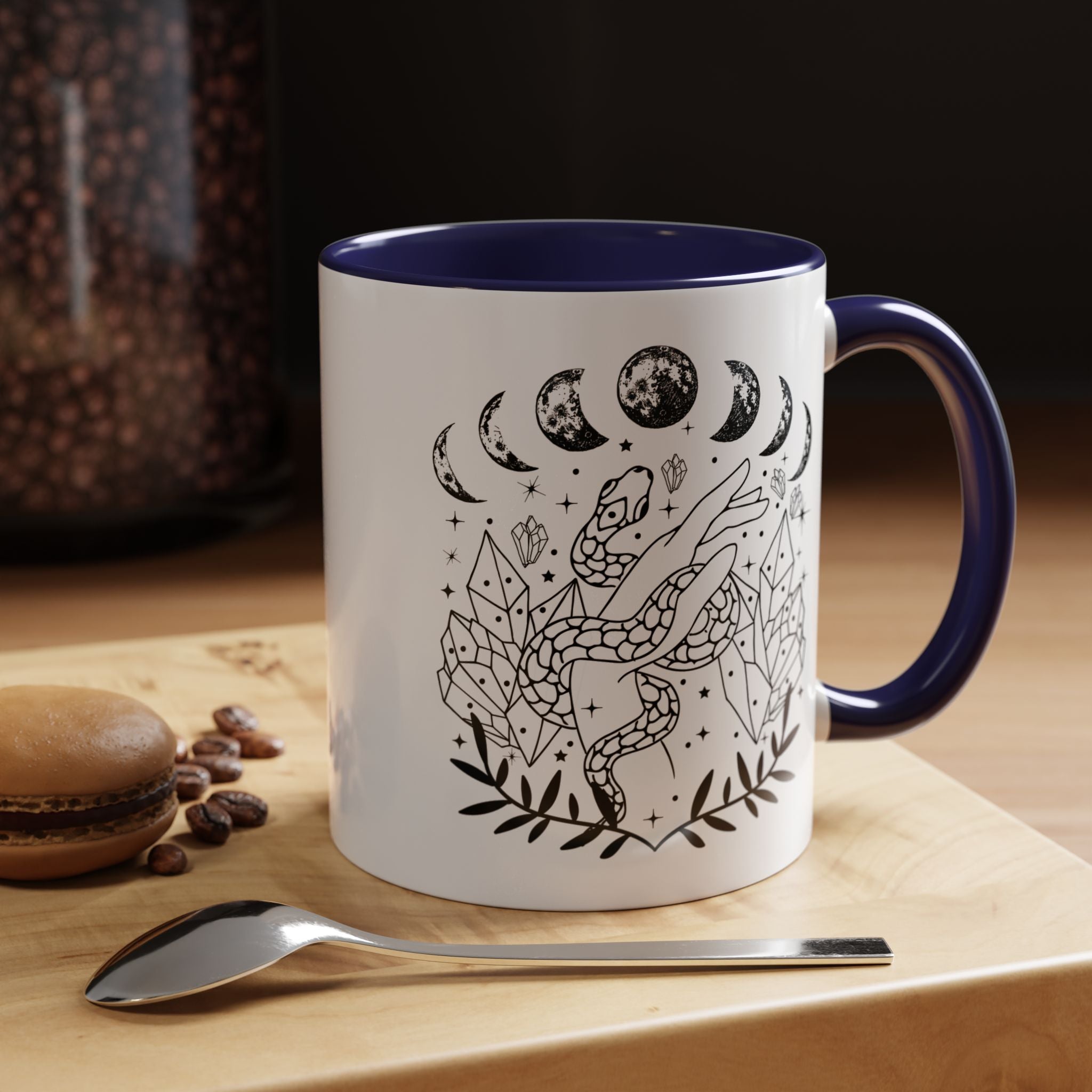 Celestial Snake Coffee Mug, Moon Phase Snake Mug, Coffee Mug, Unique Mystic Coffee Cup