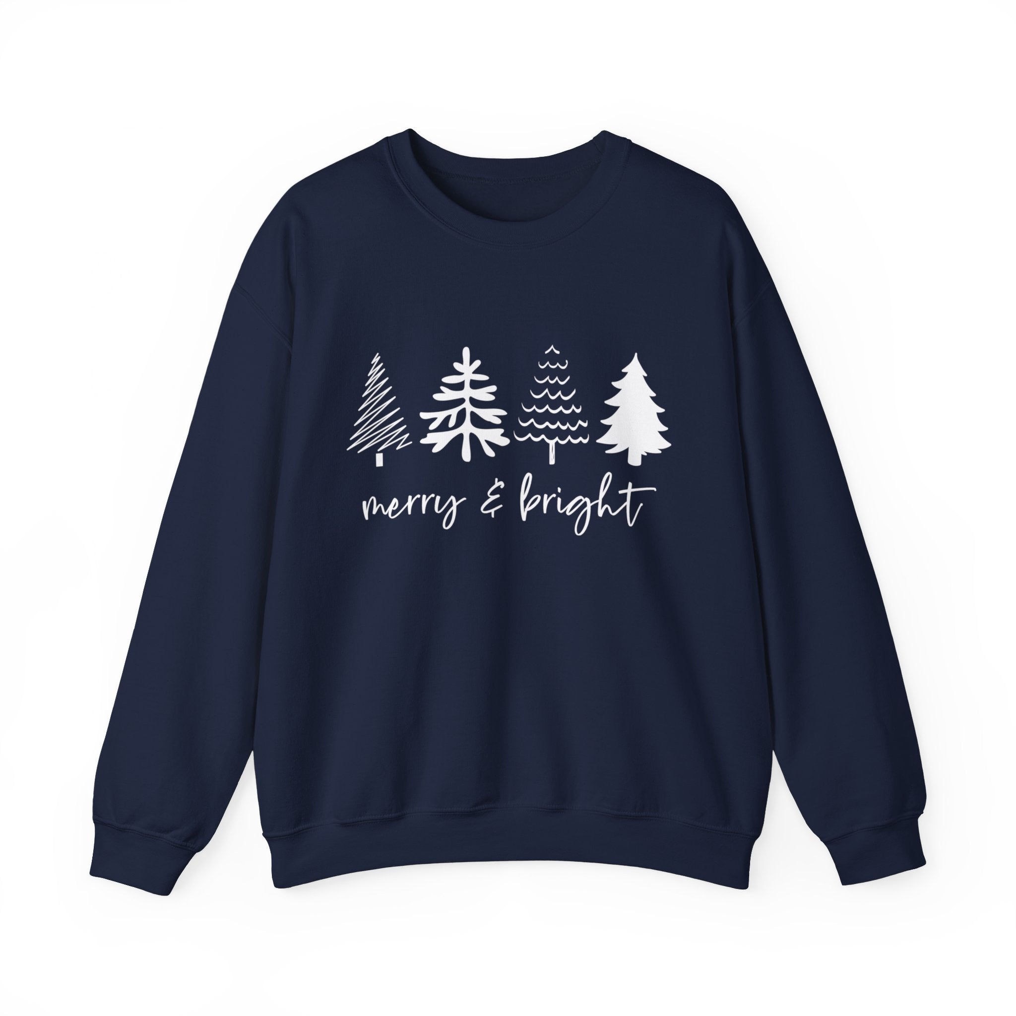 Merry & Bright Christmas Trees Sweatshirt, Merry and Bright Trees, Christmas Sweatshirt, Holiday Sweater, Womens Holiday Sweatshirt, Christmas Shirt, Winter Shirt