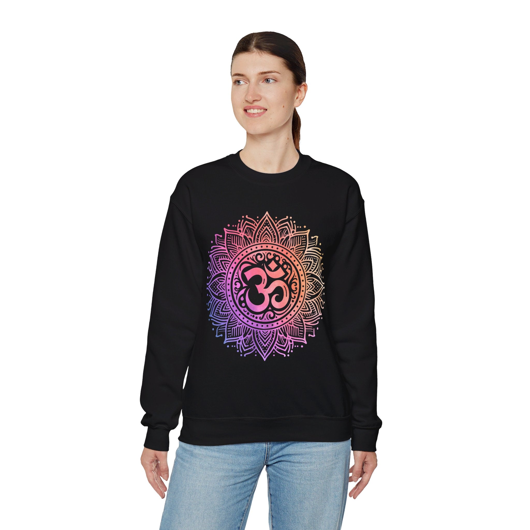 Om Mandala Sacred Geometry Sweatshirt Yoga Art Meditation Mindfulness Gift Boho Aesthetic Clothing