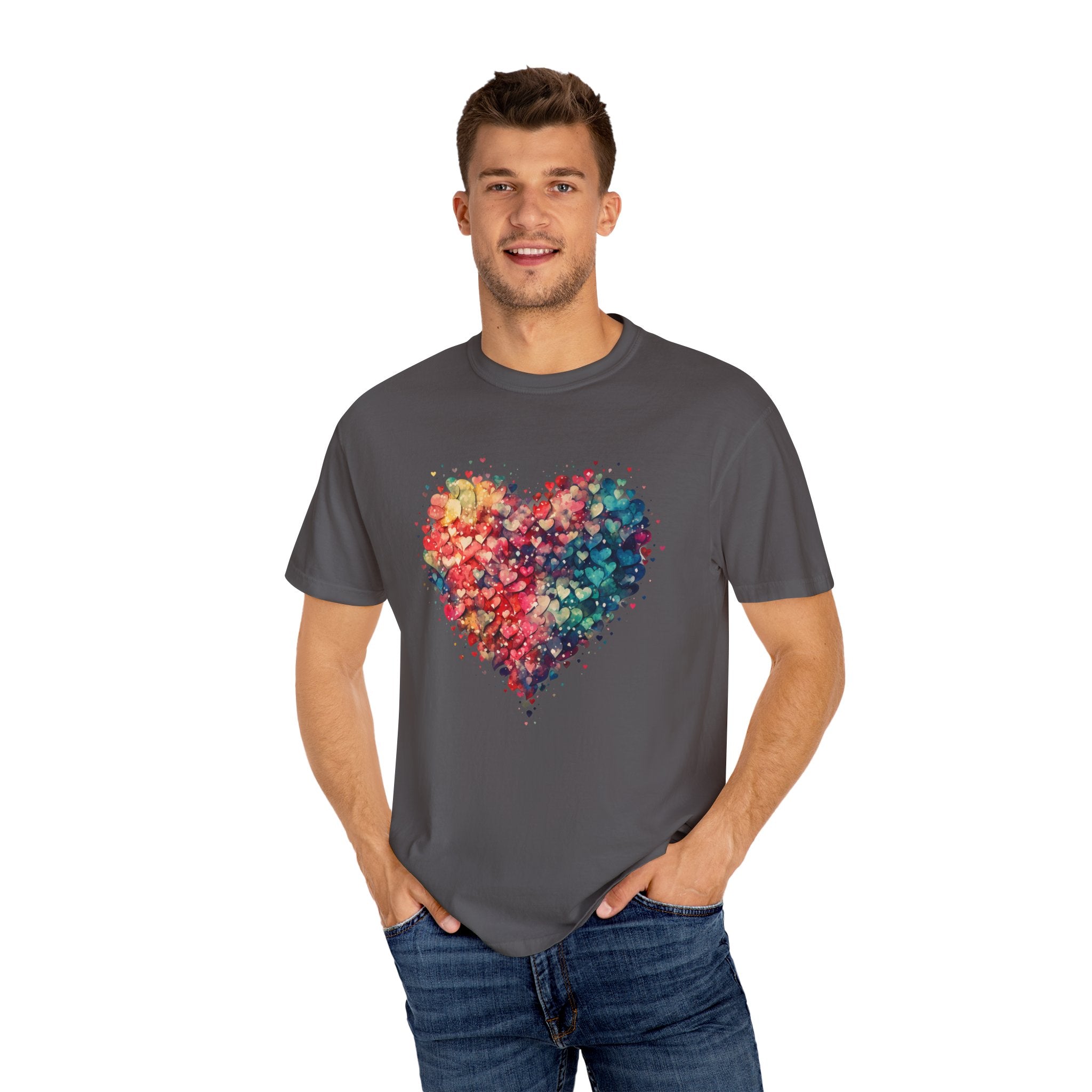 Valentines Watercolor Hearts Shirt, Comfort Color Valentines Day Shirt, Womens Valentines Day Gift, Cute Heart Valentines Love Shirt