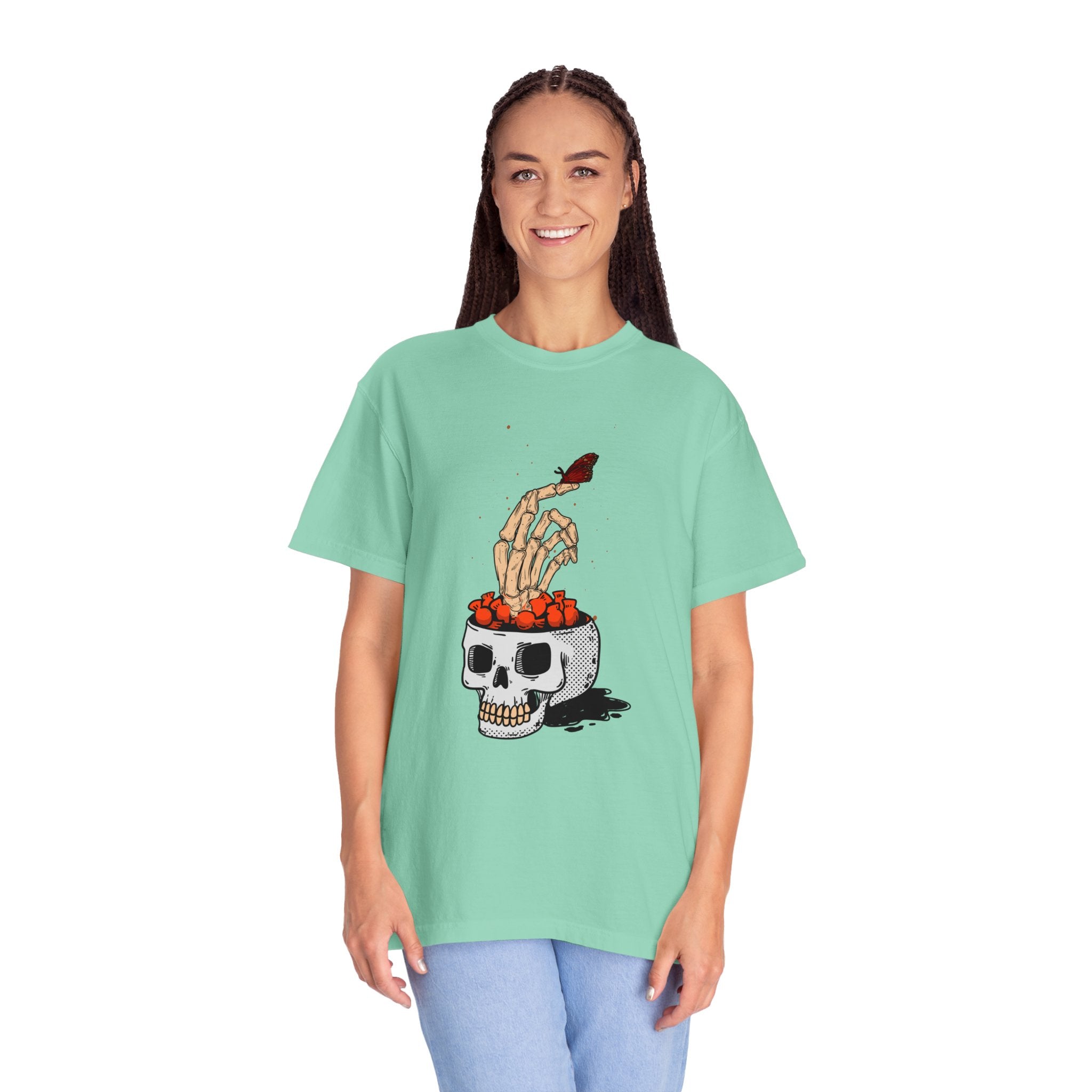 Skull skeleton hand halloween T-Shirt, Skeleton Hand T-Shirt, Skeleton Shirt, Horror Gift, Skeleton Rock Tee, Rock and Roll Shirt, Comfort Colors Shirt