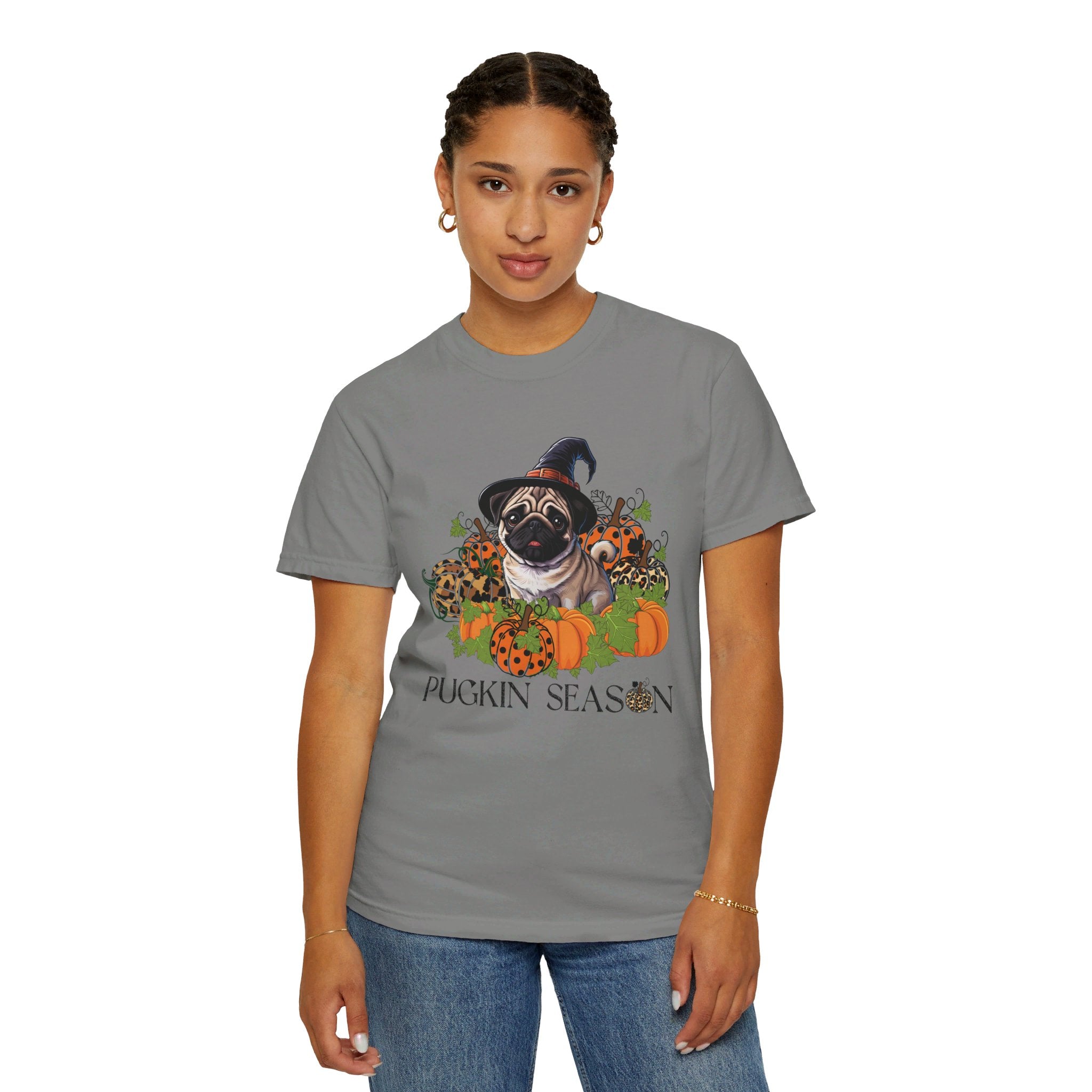 Fall Pug Shirt, Pugkin Season Shirt, Leopard Print Pumpkin T-shirt, Cute Dog Lover Graphic Tee, Halloween Party Gift Tshirt