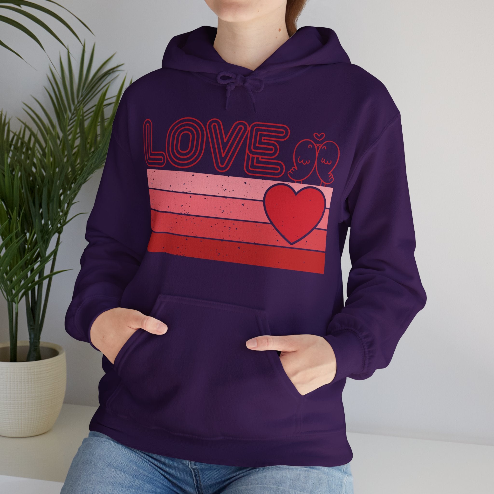 Retro Love Valentines Day Hoodie, Valentines Day Shirts For Woman, Heart Hooded Sweatshirt, Cute Valentine Shirt, Valentines Day Gift, Valentines Gift