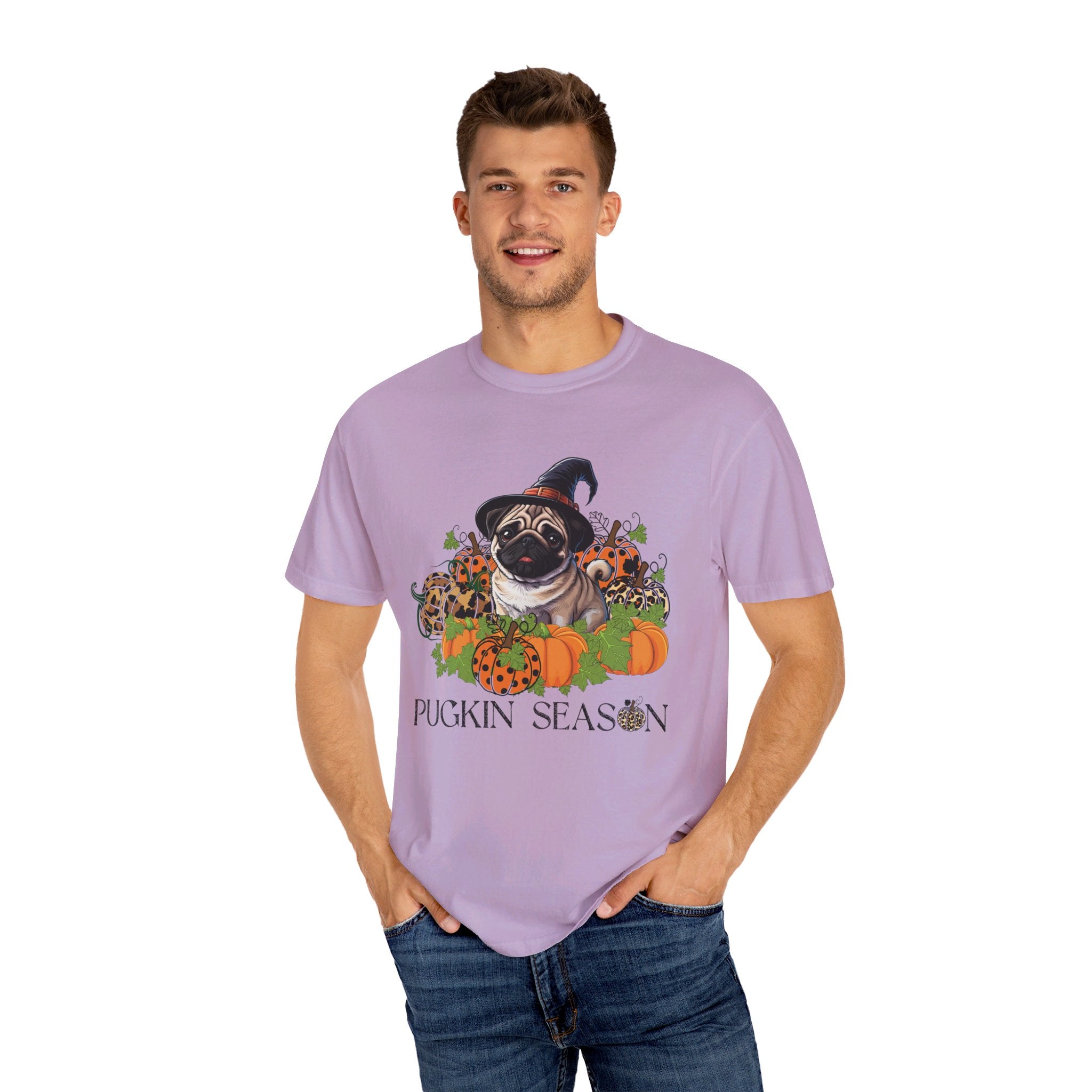 Fall Pug Shirt, Pugkin Season Shirt, Leopard Print Pumpkin T-shirt, Cute Dog Lover Graphic Tee, Halloween Party Gift Tshirt