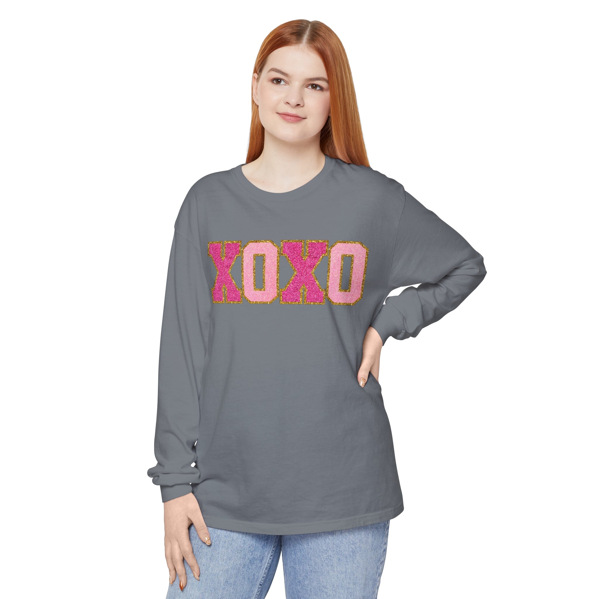 Long Sleeve XOXO Shirt, Valentines Day, Pink XOXO Long Sleeve, Valentines Day XOXO Hearts Shirt