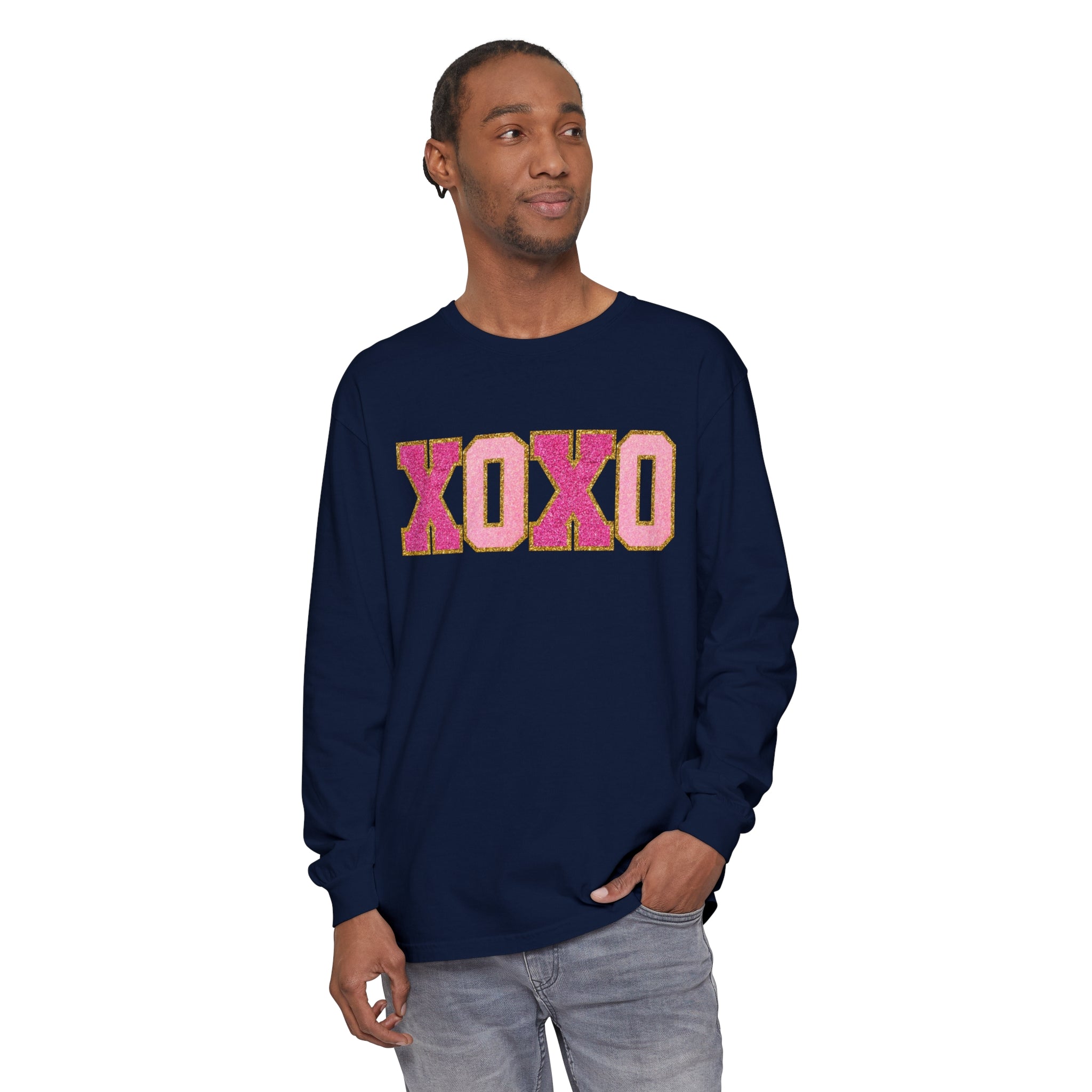 Long Sleeve XOXO Shirt, Valentines Day, Pink XOXO Long Sleeve, Valentines Day XOXO Hearts Shirt