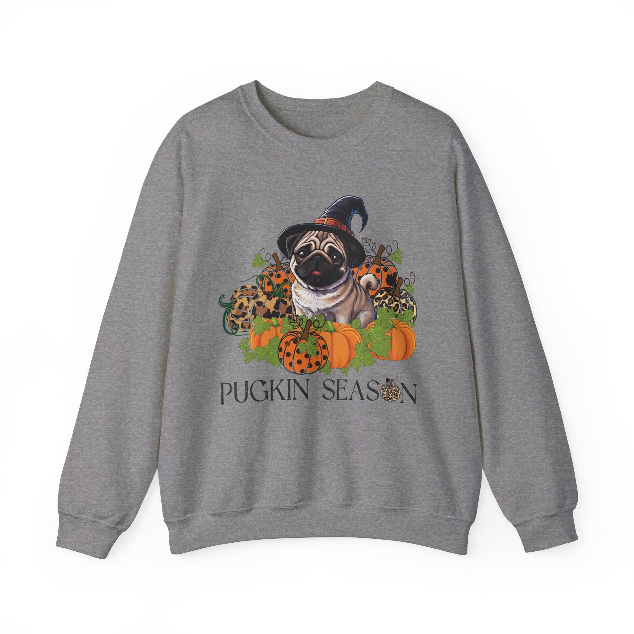 Fall Pug Sweatshirt, Pugkin Season Shirt, Leopard Print Pumpkin T-shirt, Cute Dog Lover Graphic Tee, Halloween Party Gift Tshirt