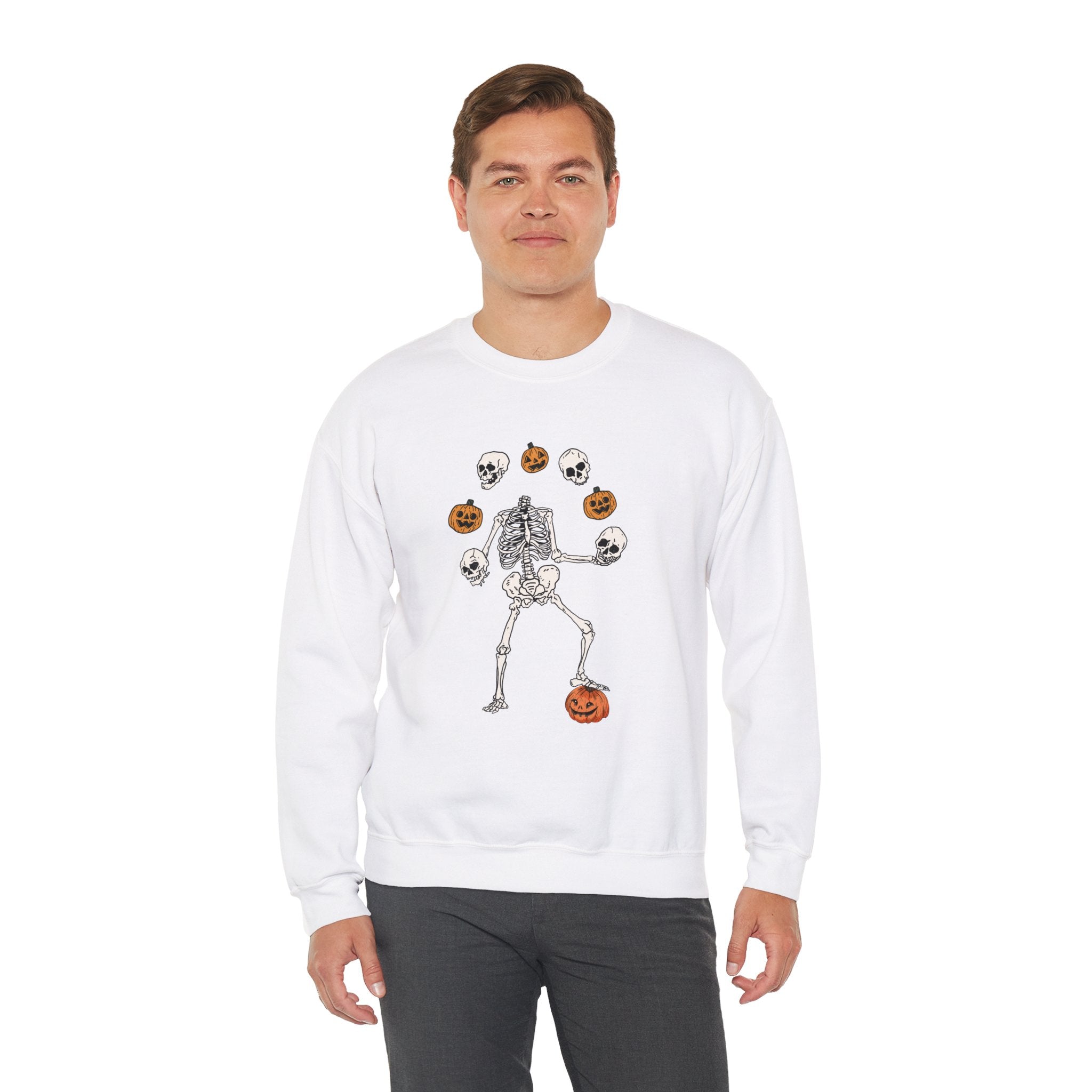 Dancing Skeleton Sweatshirt, Pumpkin Sweater, Pumpkin Skeleton Shirt, Fall Sweatshirt, Halloween Party Sweatshirt, Spooky Season Sweatshirt