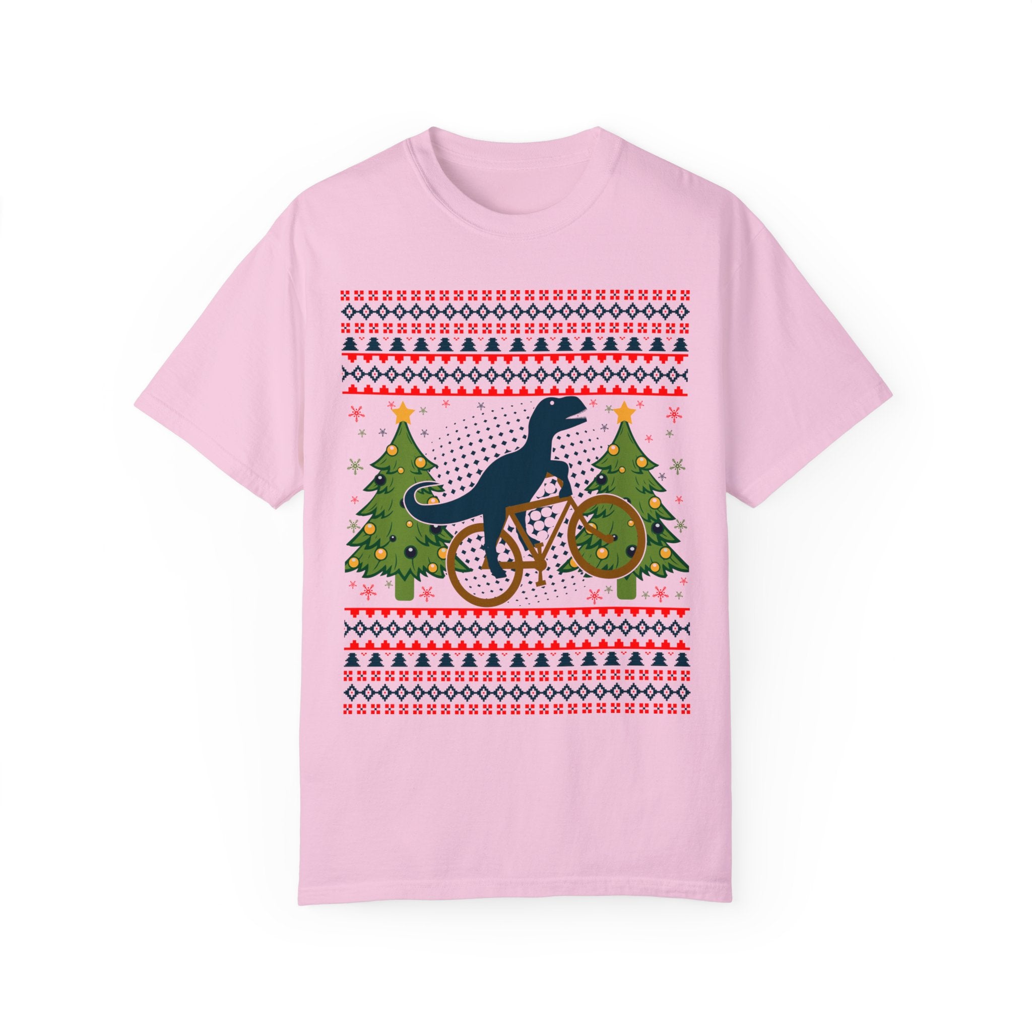 Ugly Christmas Dinosaur Riding Bike Shirt, Dinosaur Christmas Sweater, Dino Riders Tshirt, Dinosaur on a Bike Shirt