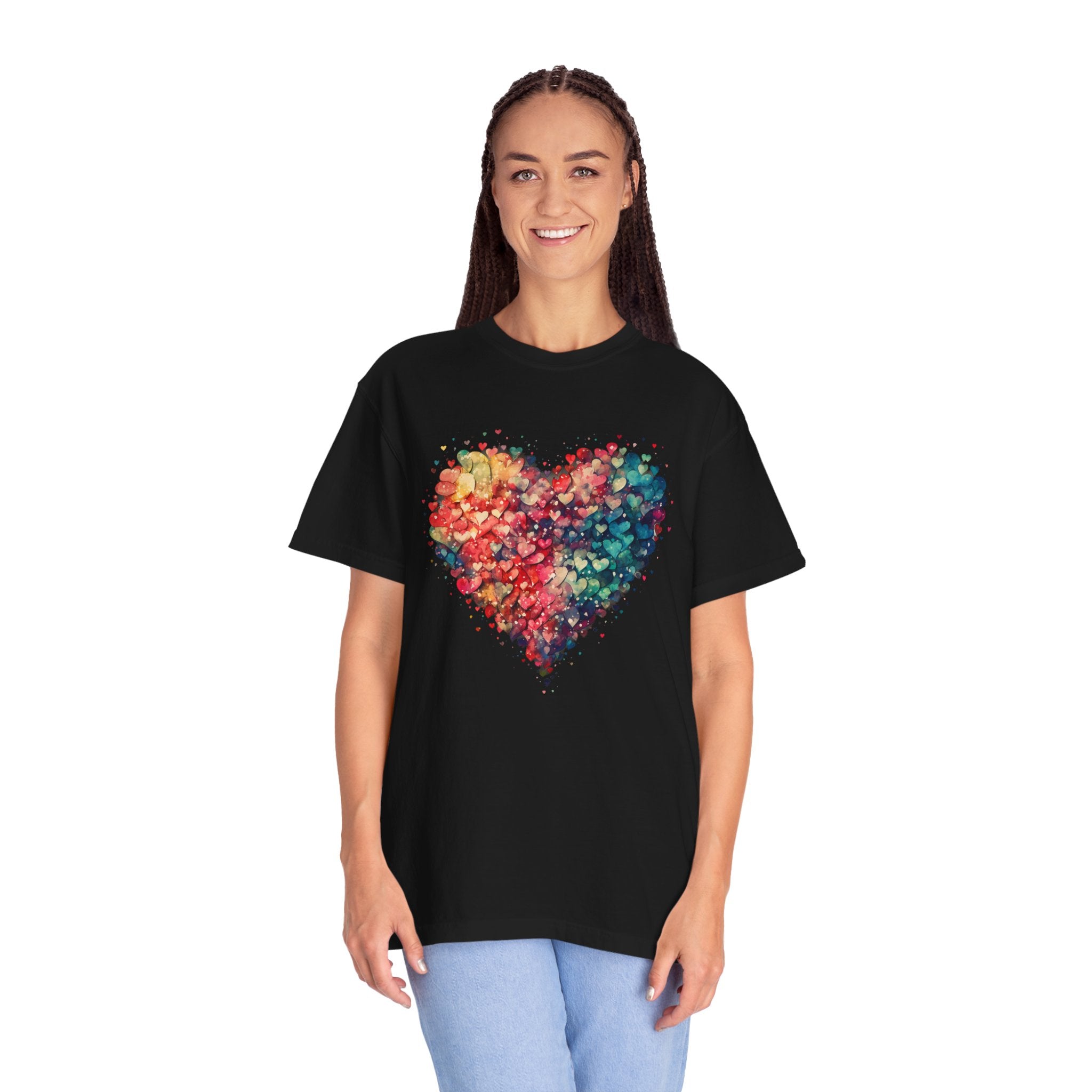Valentines Watercolor Hearts Shirt, Comfort Color Valentines Day Shirt, Womens Valentines Day Gift, Cute Heart Valentines Love Shirt