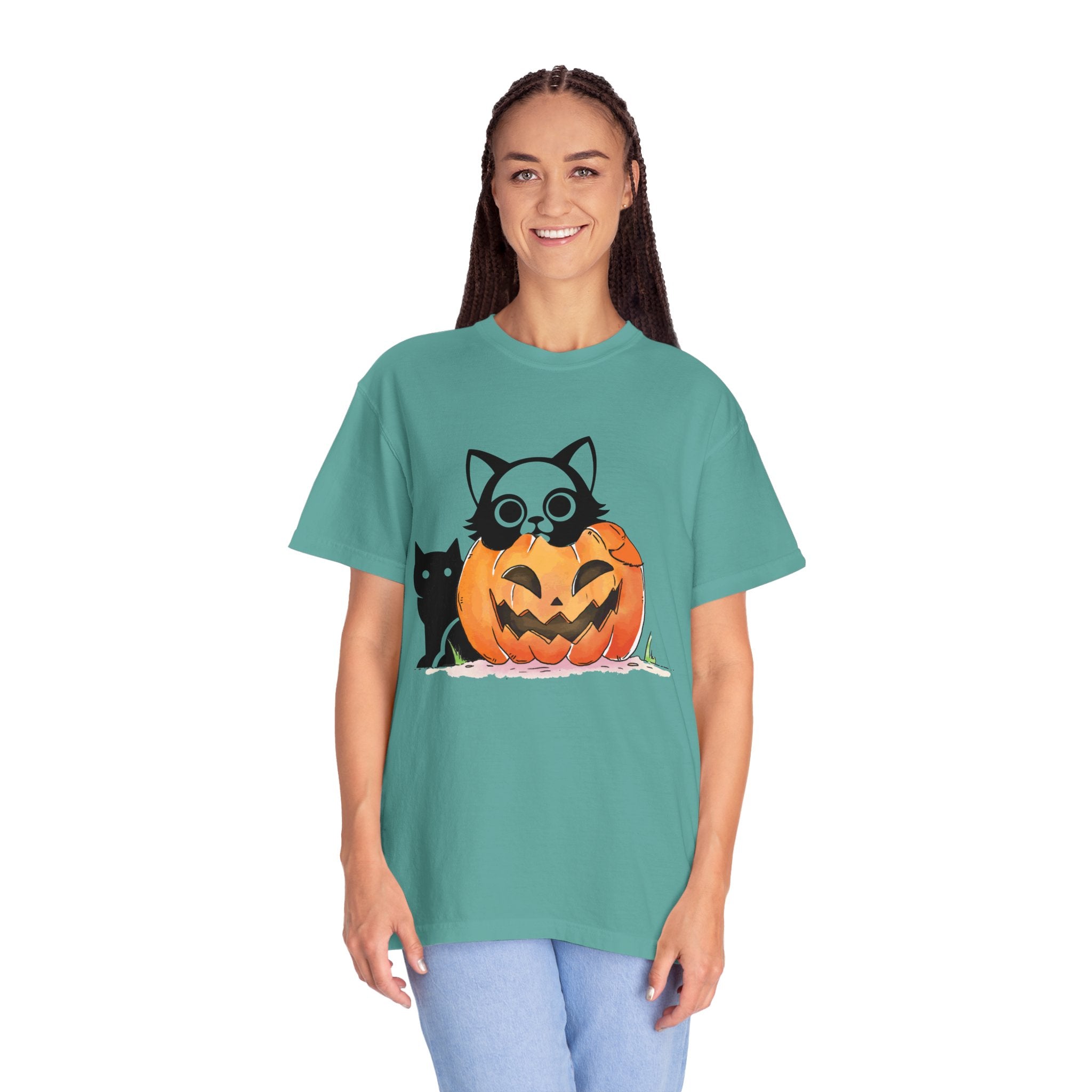 Vintage 90s Cat Halloween Shirt, Retro Halloween Shirt, Spooky Season Tee, Pumpkin Shirt, Halloween Shirt, Vintage Halloween Shirt