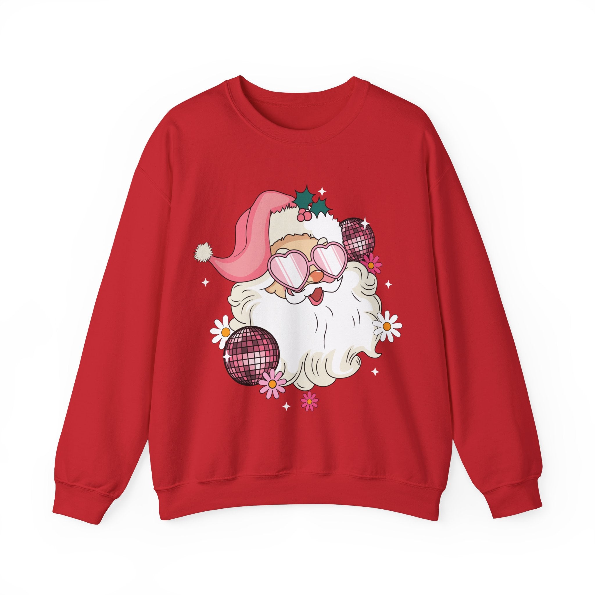 Retro Pink Santa Christmas Sweatshirt Gift for Woman Christmas PJs Matching Family Pajamas Retro Christmas Shirt Vintage Holiday Sweater