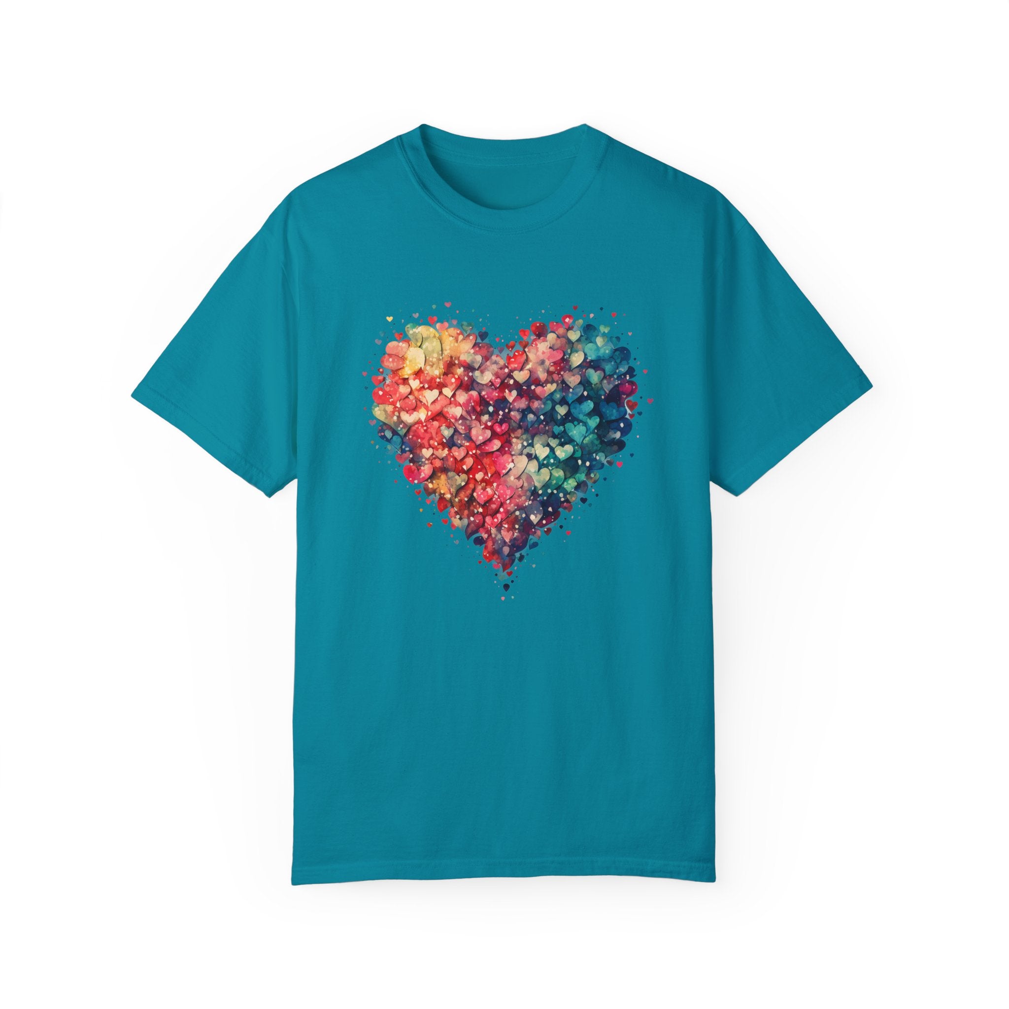 Valentines Watercolor Hearts Shirt, Comfort Color Valentines Day Shirt, Womens Valentines Day Gift, Cute Heart Valentines Love Shirt