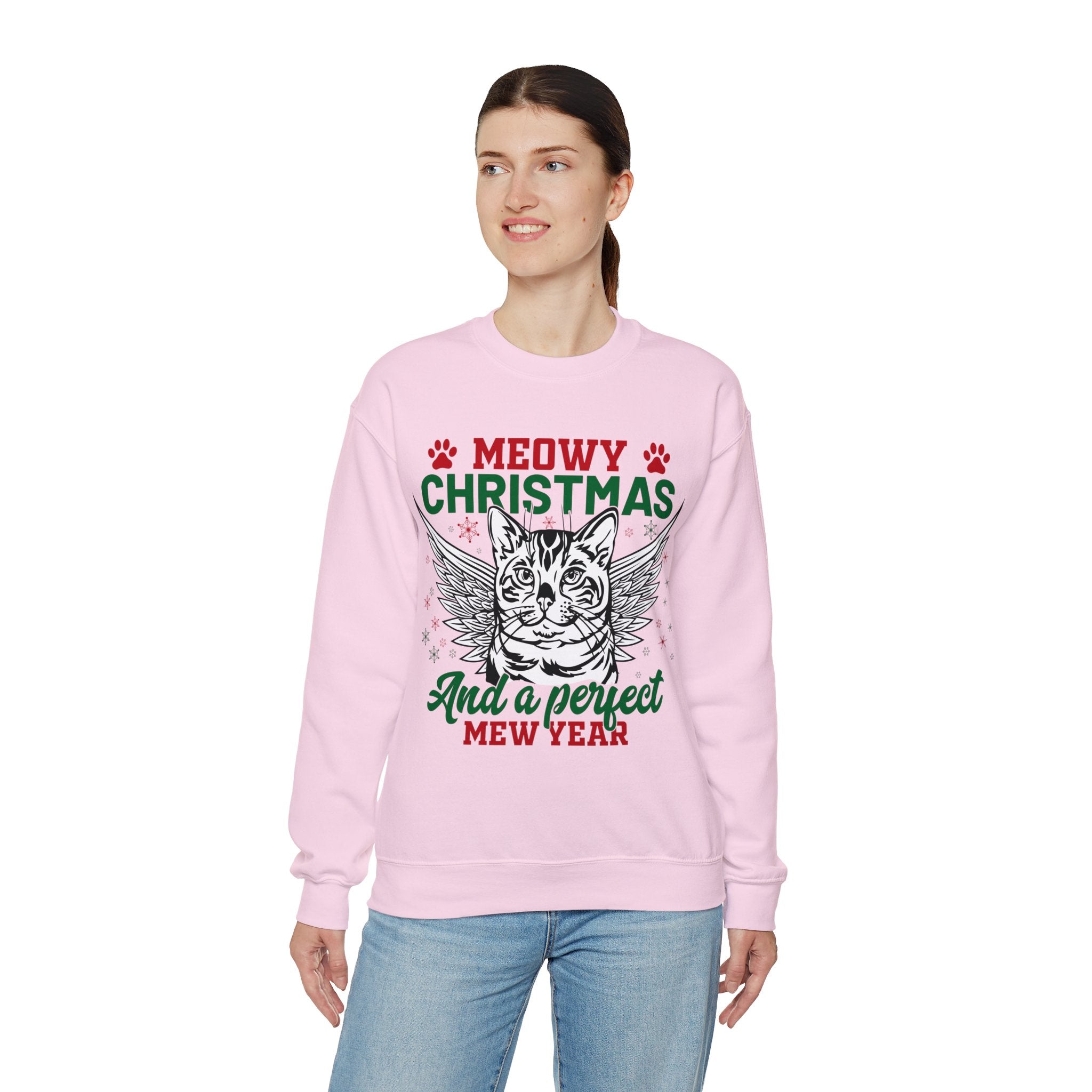 Christmas Cat Sweatshirt, Meowy Christmas Sweatshirt, Trendy Christmas Sweatshirt, Happy New Year, Funny Cat Sweatshirt, Meowy Sweatshirt