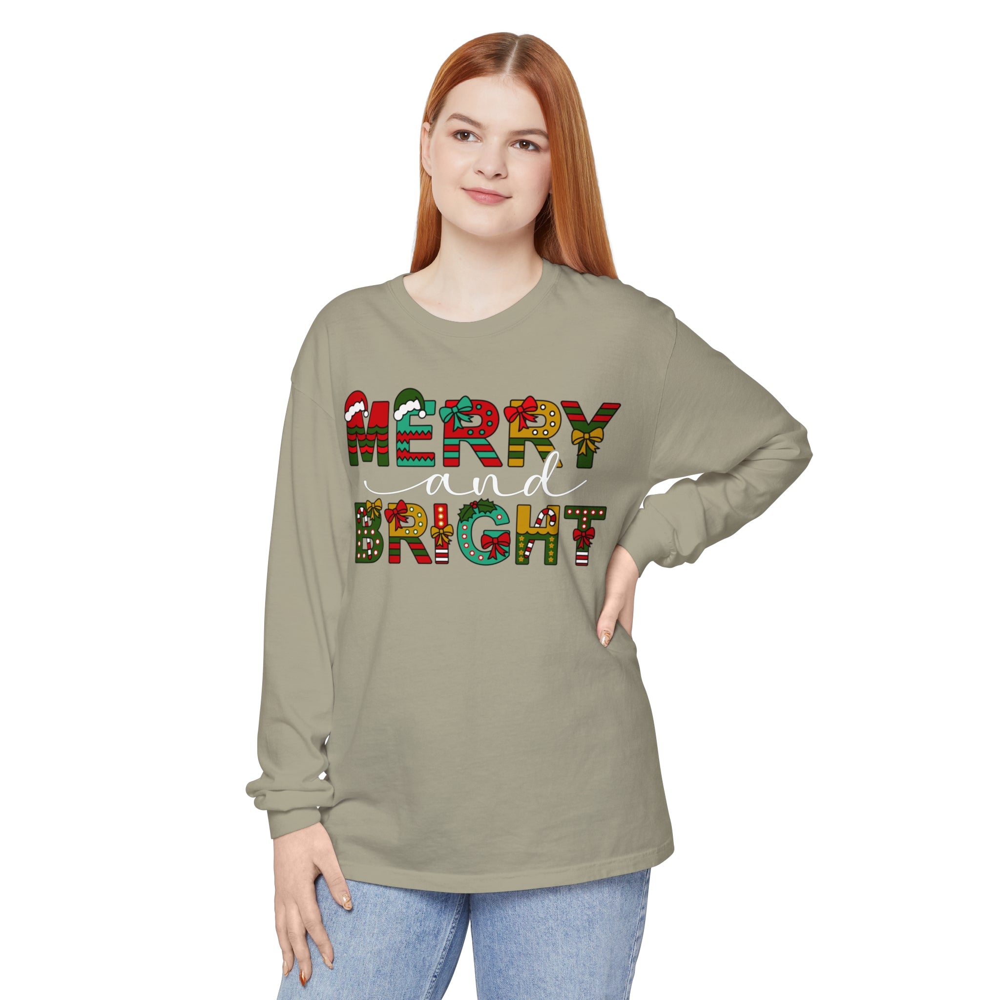 Merry and Bright Christmas Long Sleeve Shirts Christmas Shirts For Women Merry and Bright Shirt Cute Festive Gift Festive Holiday Shirts Cute XMAS Gift