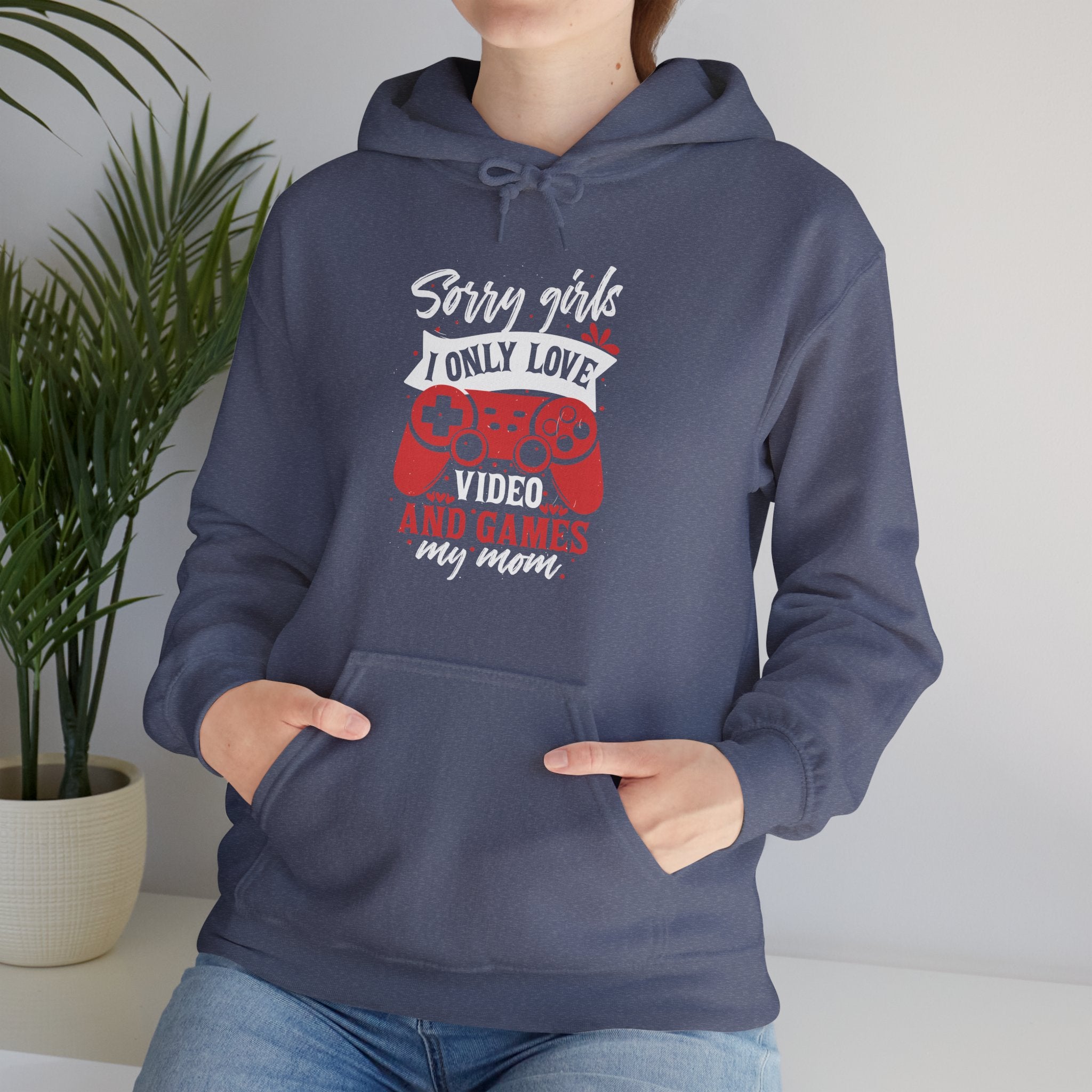 Sorry Girls I Only Love Video Games And My Mom Hoodie, Happy Valentine Day, Anti Valentine Funny Valentine Hoodie