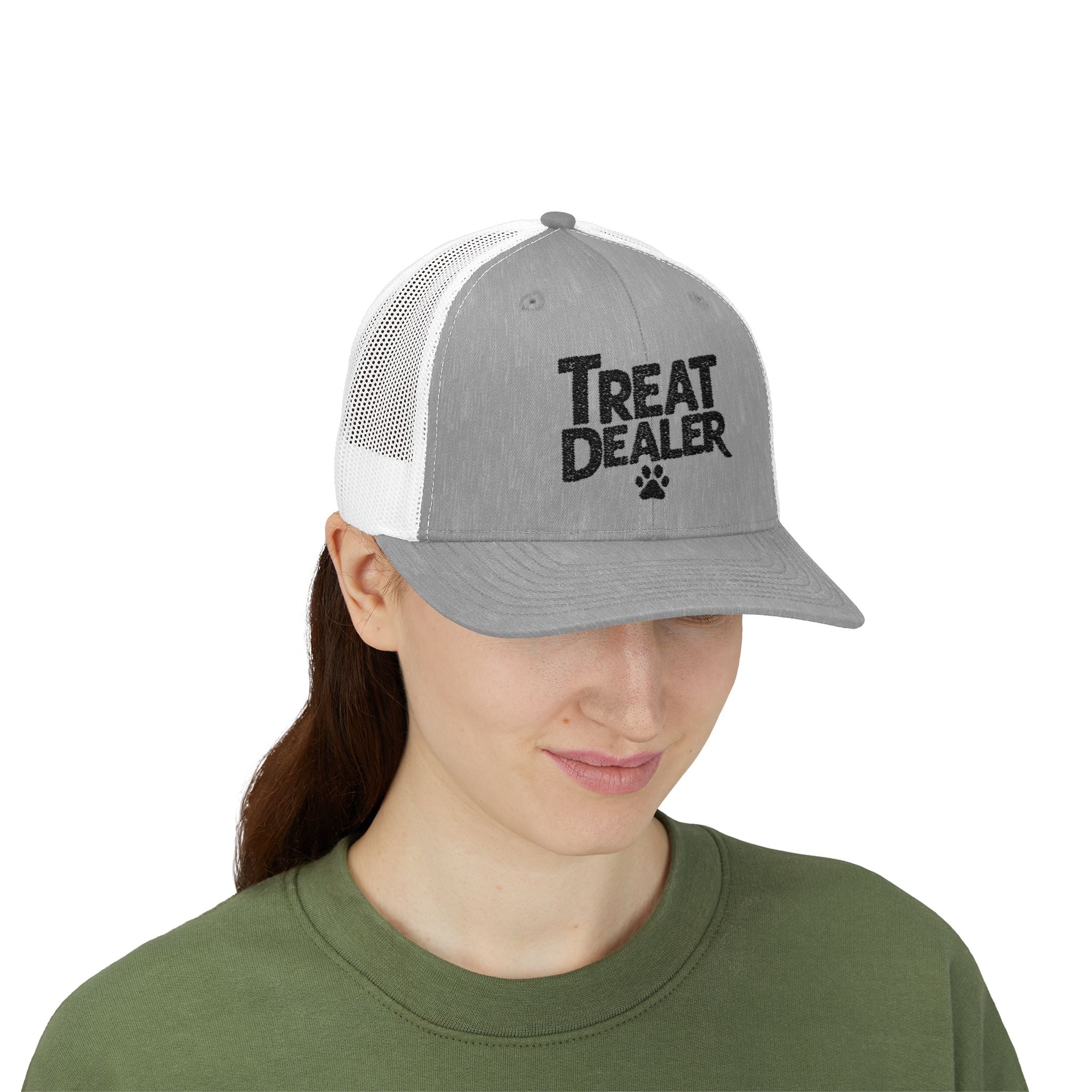 Custom Embroidery Treat Dealer Hat, Funny Dog Cap, Funny Dog Owners, Custom Pet Lover Gift, Unique Dog Owner Gifts, Custom Dog Snapback Trucker Cap