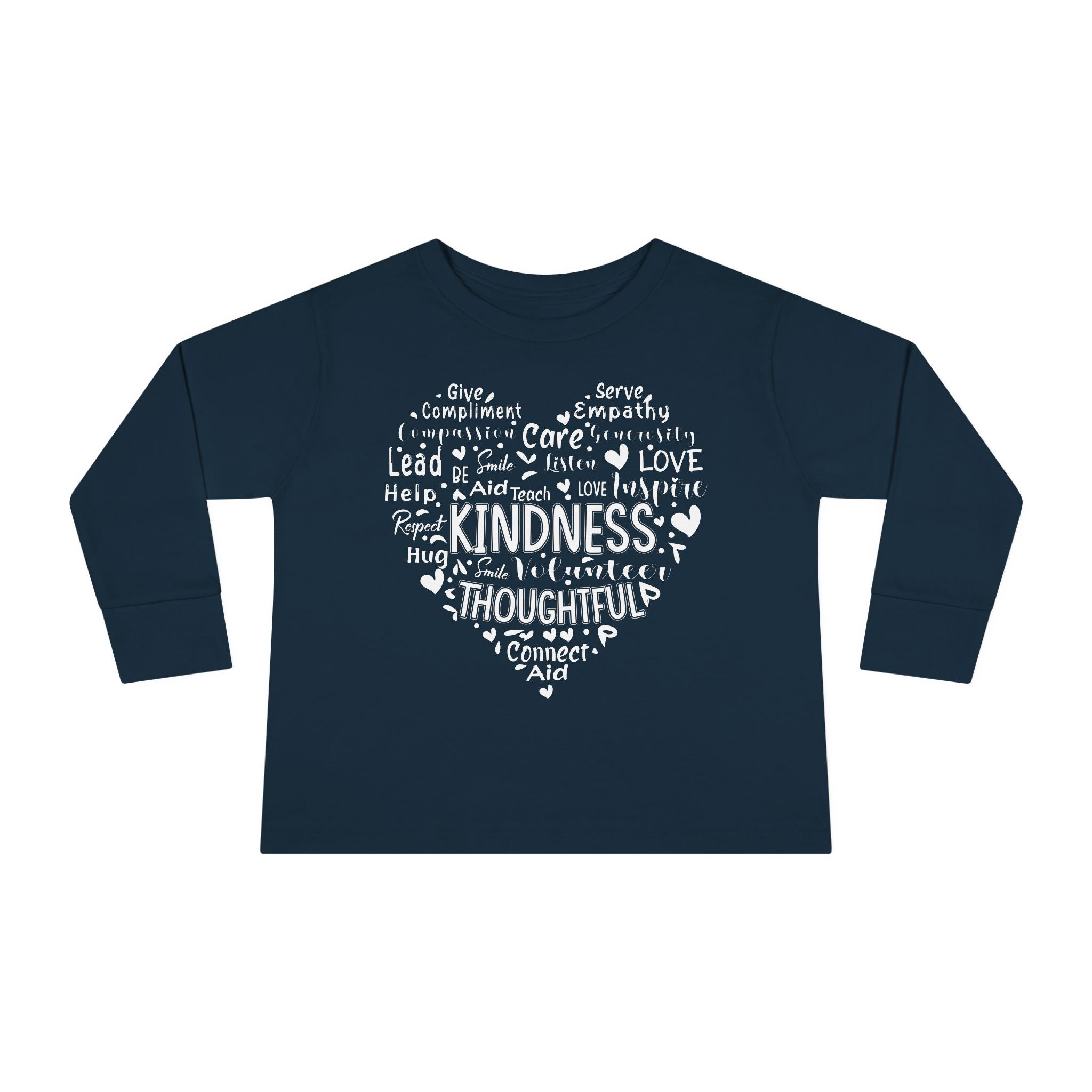 Cute Heart Be Kind Toddler Long Sleeve, Heart Long Sleeve tee, Kids Valentines Crewneck, Be Kind Shirt, Retro Valentines Shirt