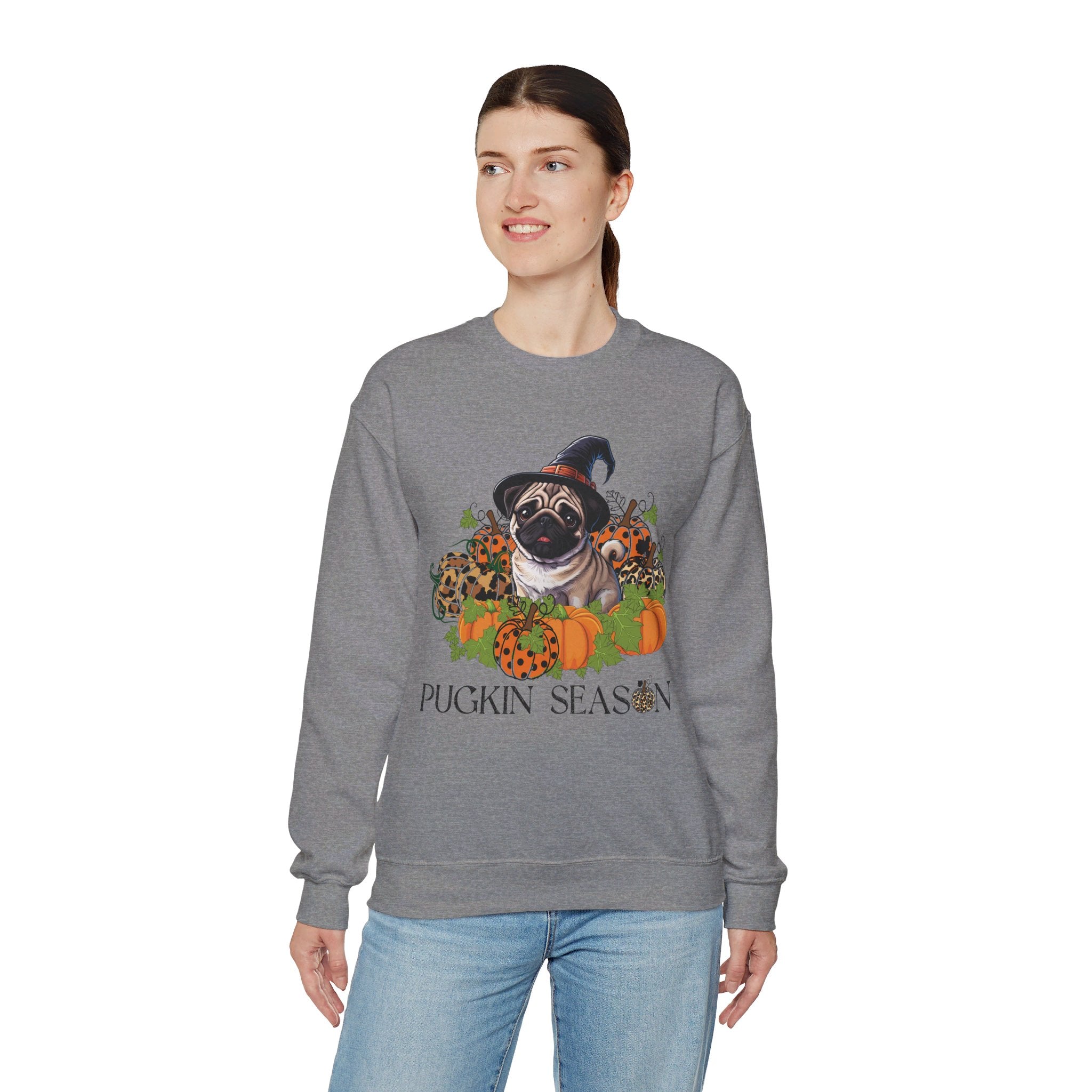 Fall Pug Sweatshirt, Pugkin Season Shirt, Leopard Print Pumpkin T-shirt, Cute Dog Lover Graphic Tee, Halloween Party Gift Tshirt