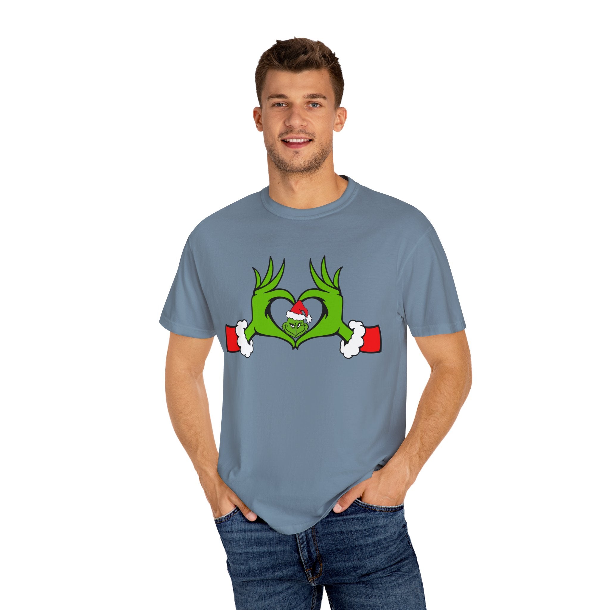 Grinch Heart Hands Graphic Tees, Grinch T-Shirt, Christmas Shirt, Xmas Clothing, Holiday T Shirts, Christmas Gifts, Christmas Party Shirt, Grinchmas T-shirt