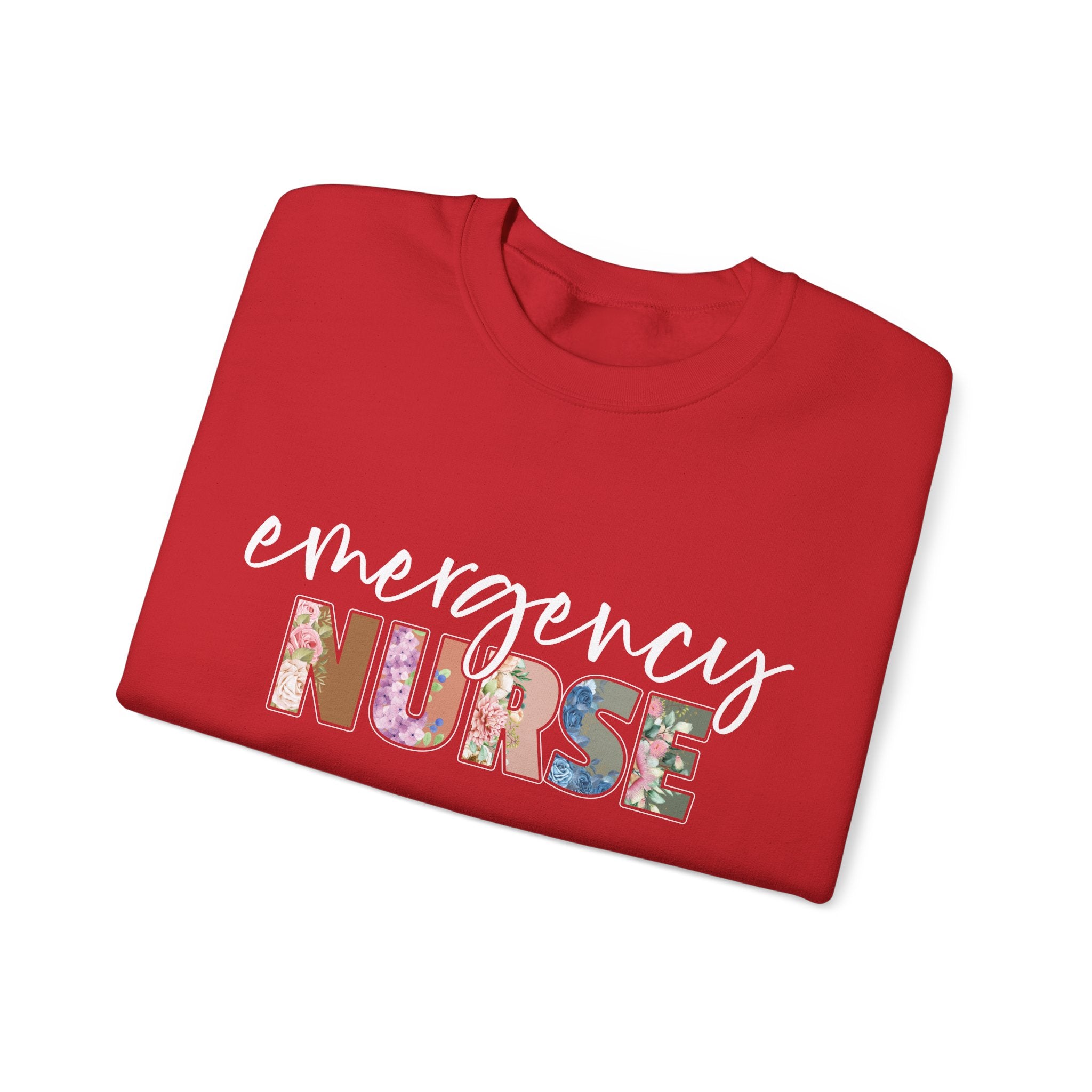 Floral Emergency Nurse Sweatshirt, Emergency Nurse Shirt Crewneck, ER Nurse Sweatshirt, Emergency Department Shirt Sweatshirt, Emergency Room Nurse