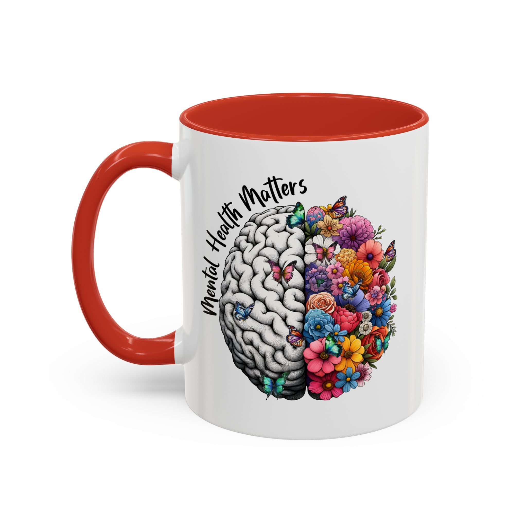 Mental Health Matters, Mental Health Coffee Mug, School Psychologist Mug, Inspirational Gift, Mental Health Awareness Mug, Floral Brain Mug