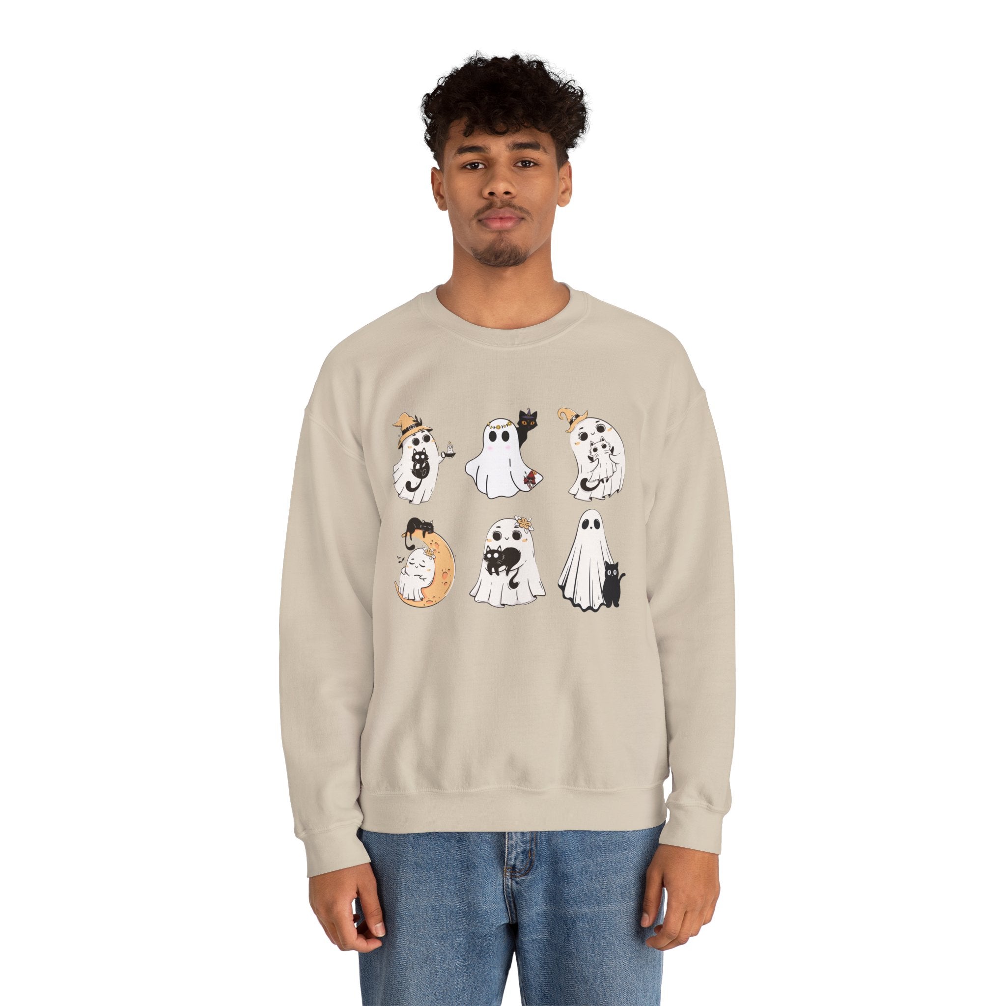 Ghost Cat Sweatshirt, Cat Halloween Shirt, Cat Ghost T-Shirt, Cat Lover Tshirt, Spooky Season Shirt, Halloween Sweater,Trendy Halloween Gift