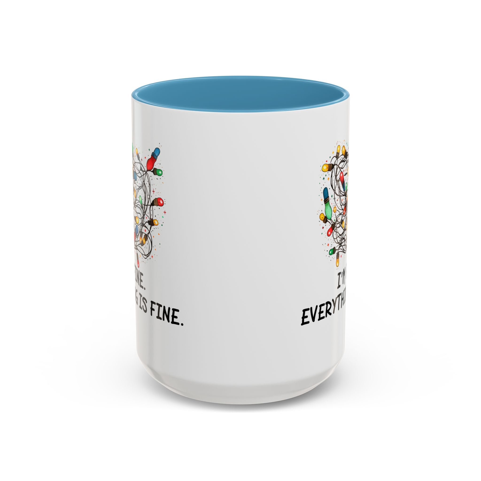 I'm Fine Everything Is Fine Christmas Mug, Christmas Lights Mug, Funny Coffee Mug, Tangled Lights, Crazy Shopping Christmas Mug, Madness