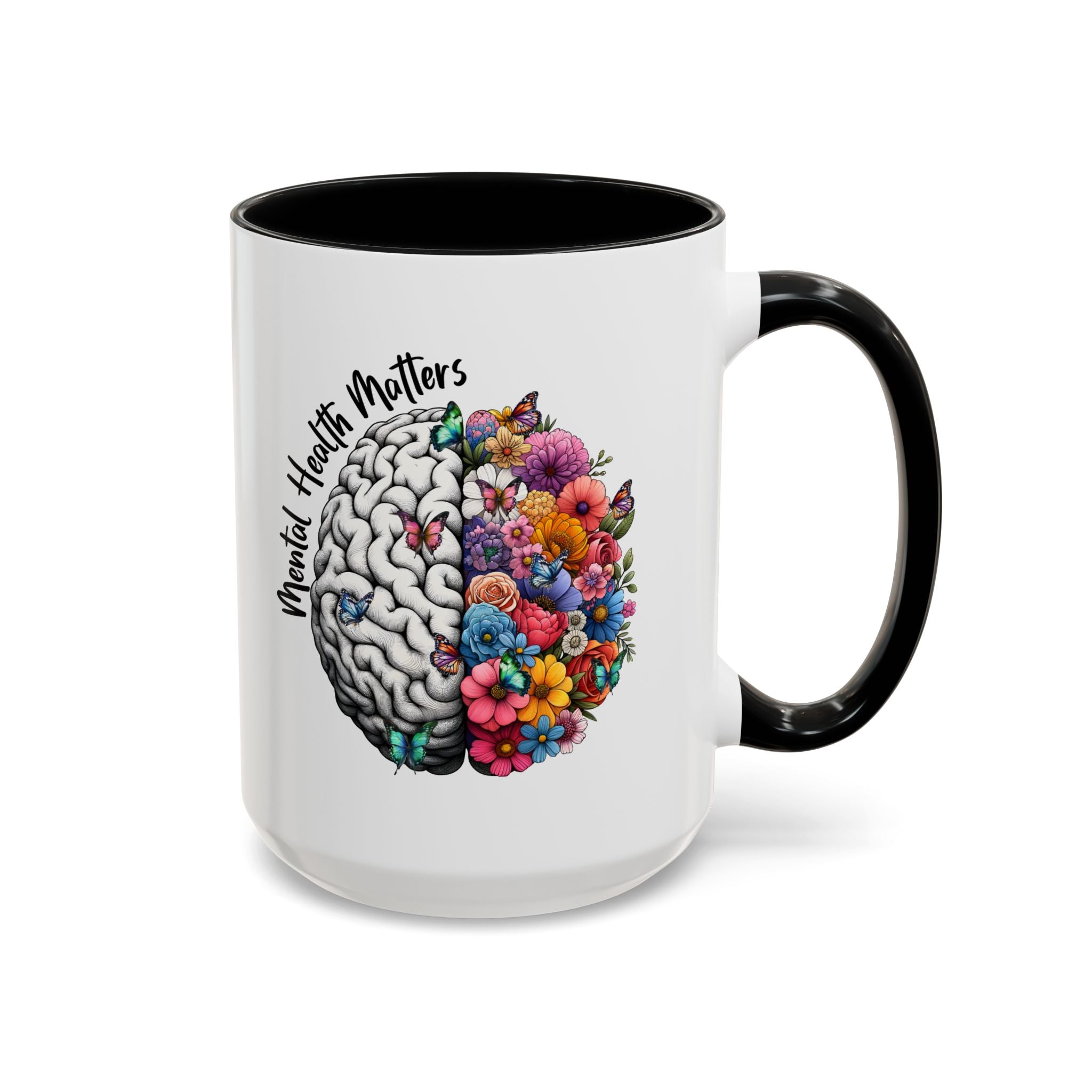 Mental Health Matters, Mental Health Coffee Mug, School Psychologist Mug, Inspirational Gift, Mental Health Awareness Mug, Floral Brain Mug