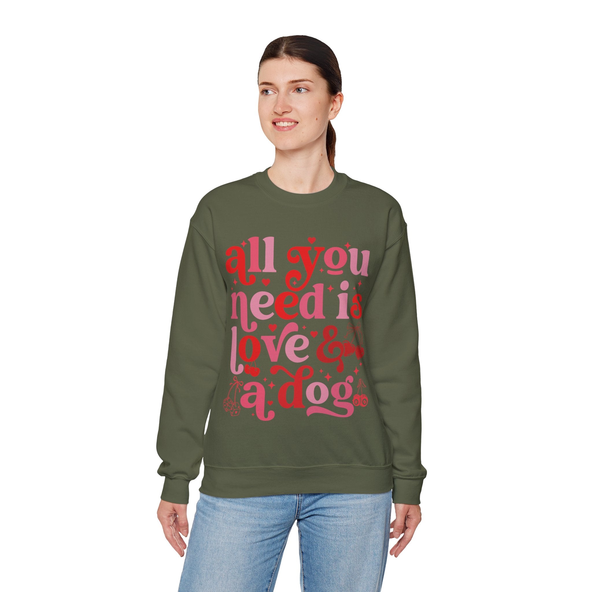 Dog Mom Sweatshirt Valentines, All You Need Is Love Sweatshirt, Womens Dog Lover Shirt, Dog Mama Sweatshirt, All You Need Is Love and a Dog