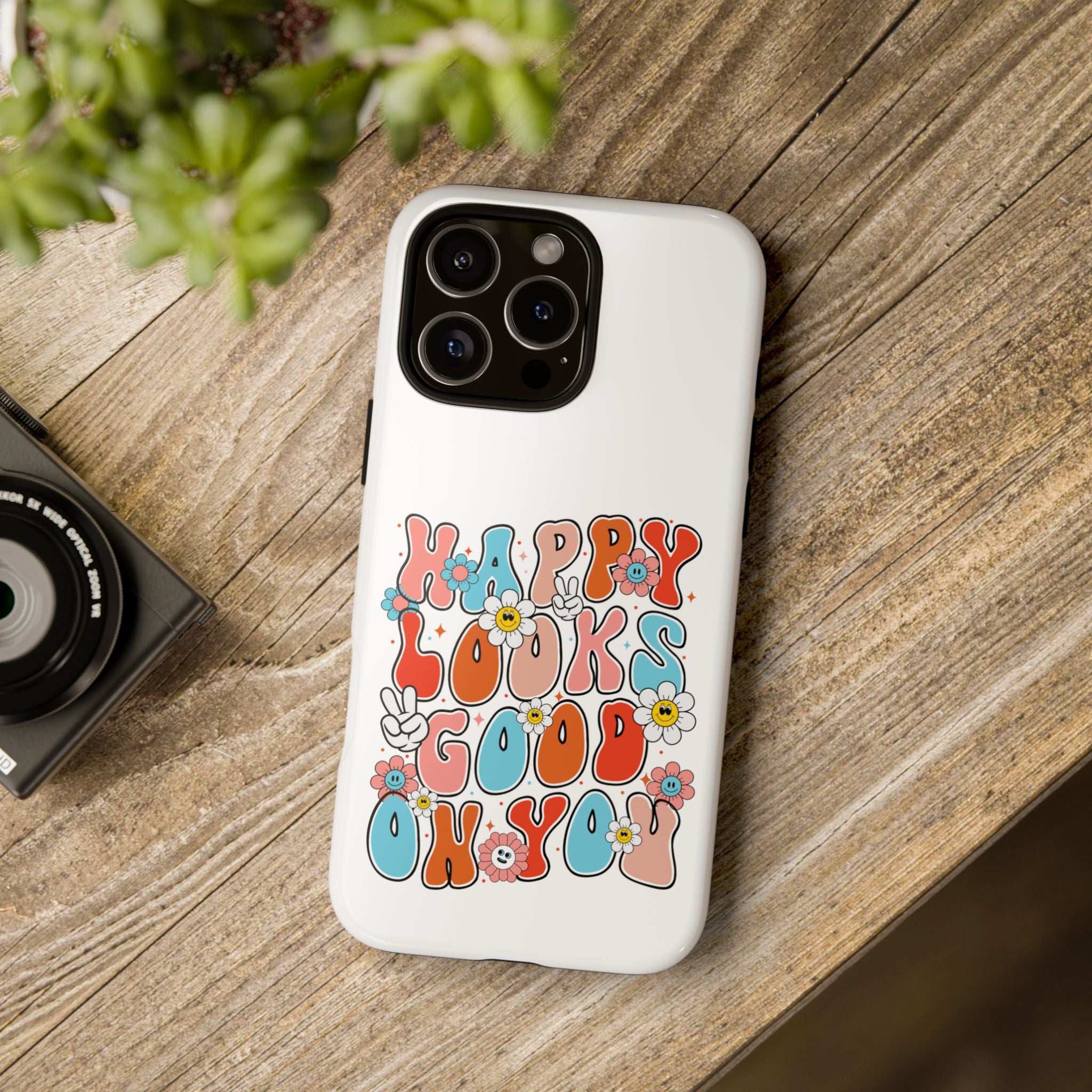 Happy Looks Good on You Phone Case, Mental Health Phone Case, Inspirational Phone Case, Therapist Gift, Depression Phone Case, iPhone, Google Pixel & Samsung Galaxy