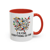 I'm Fine Everything Is Fine Christmas Mug, Christmas Lights Mug, Funny Coffee Mug, Tangled Lights, Crazy Shopping Christmas Mug, Madness