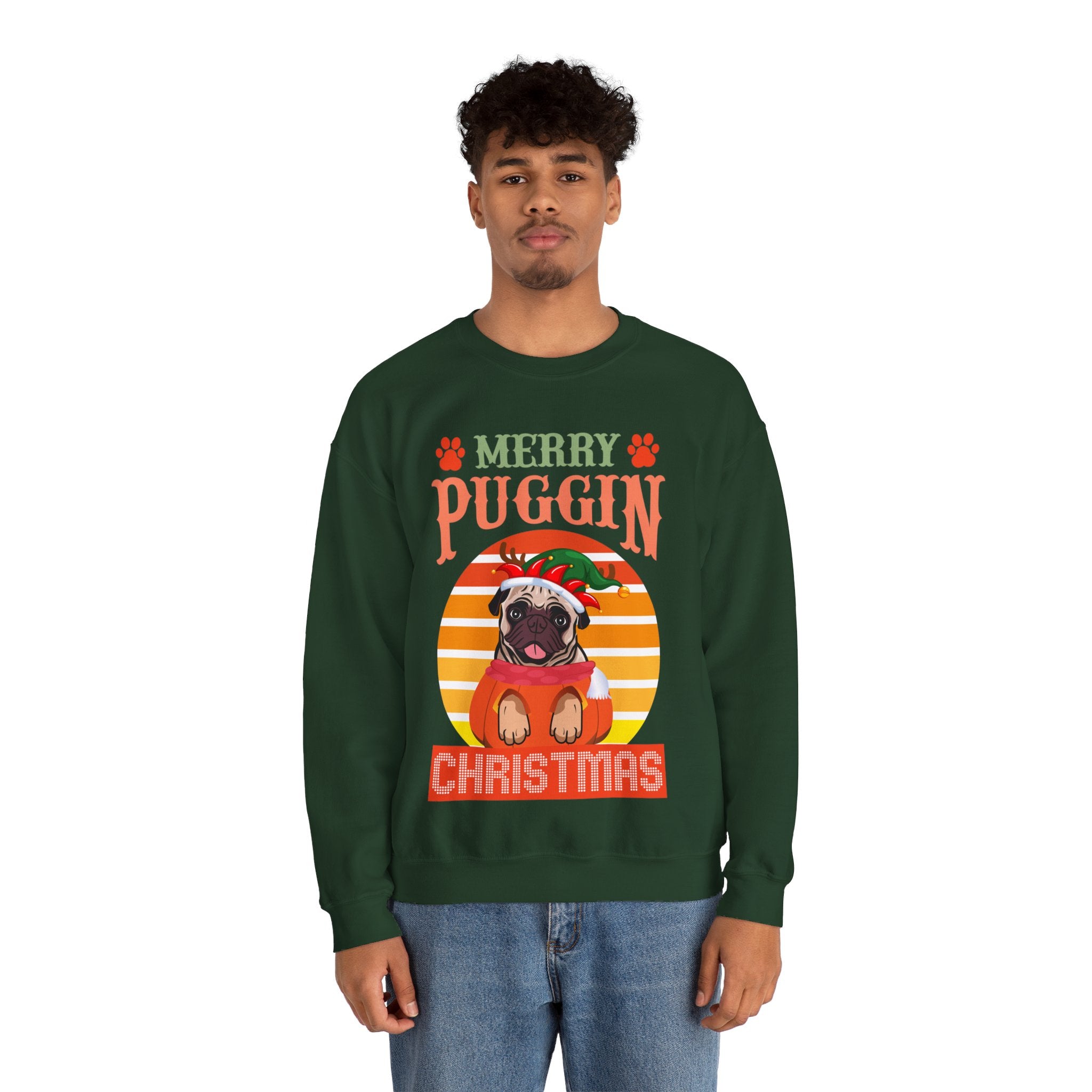 Pug Christmas Sweatshirt, Dog Lover Gift, Holiday Sweaters, Christmas Pugs Shirt, Pug In Santa Hat, Dog Mom Shirt, Santa Pug Shirt