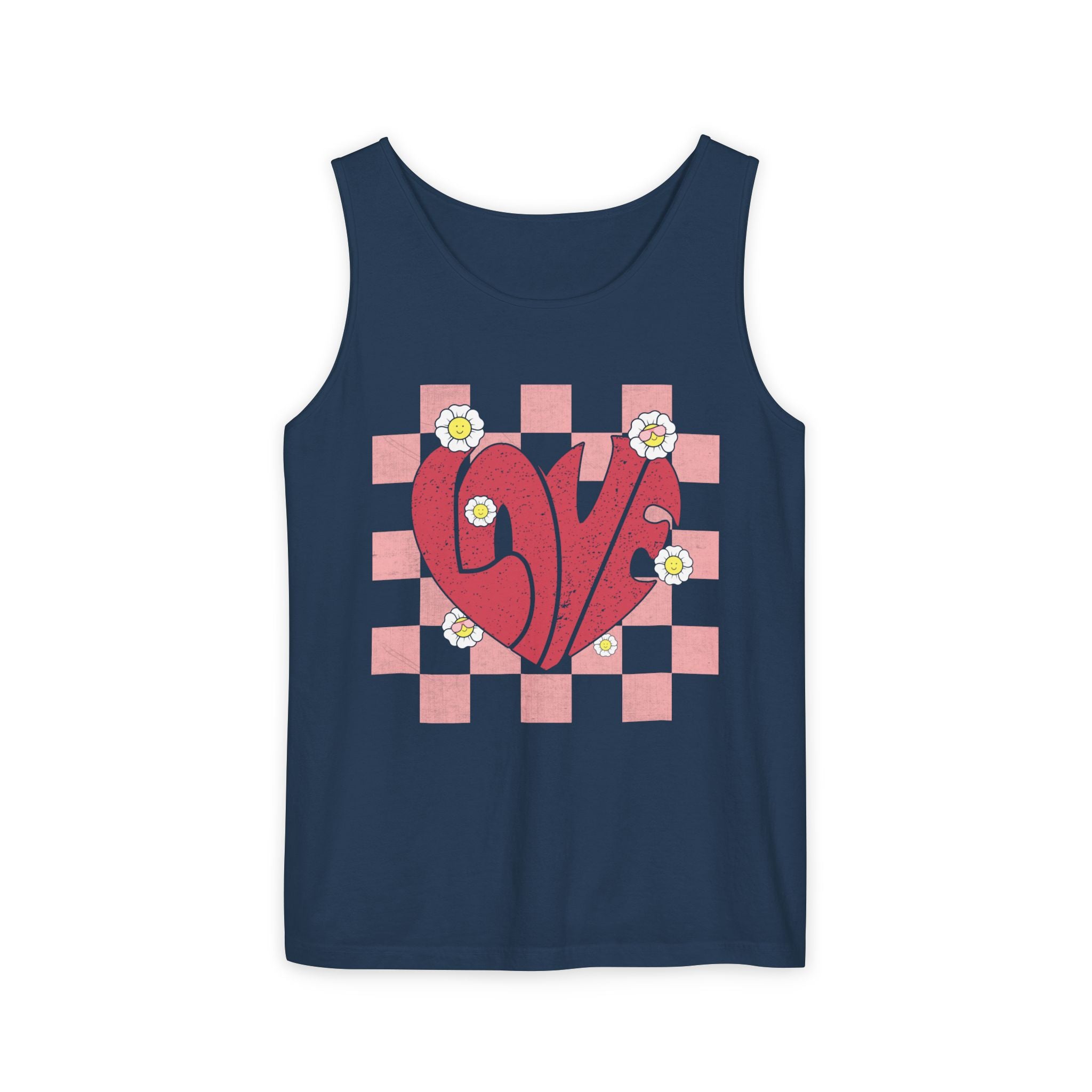 Valentine Heart Tank Top, Retro Love Shirt, Love T-Shirt, Valentines Day Gift, Checker heart tee, Heart Love Tank Top