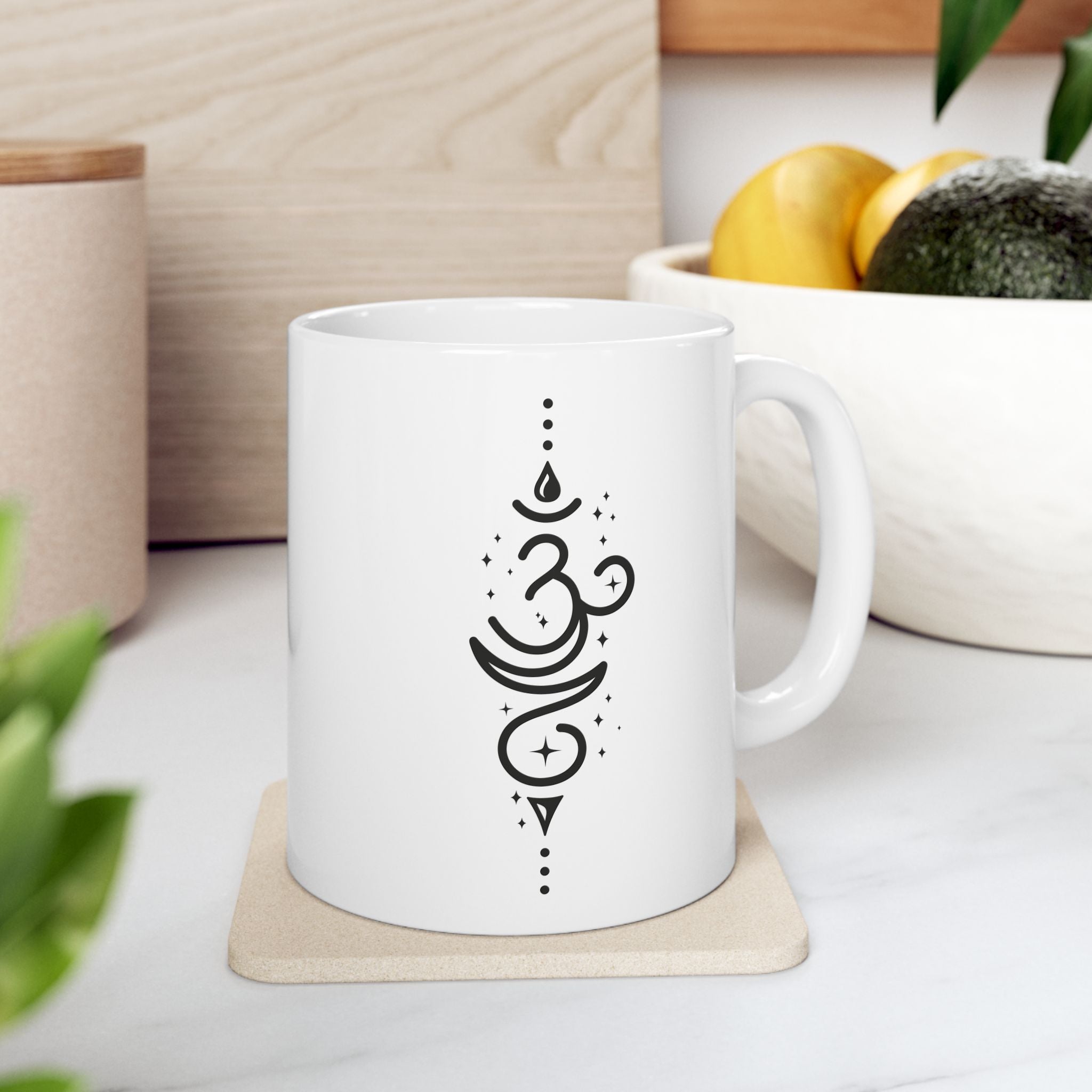 Om Coffee Mug, Breath Mug, Sanskrit Coffee Cup, Zen Mug, Yoga Mug, Yogi Gift