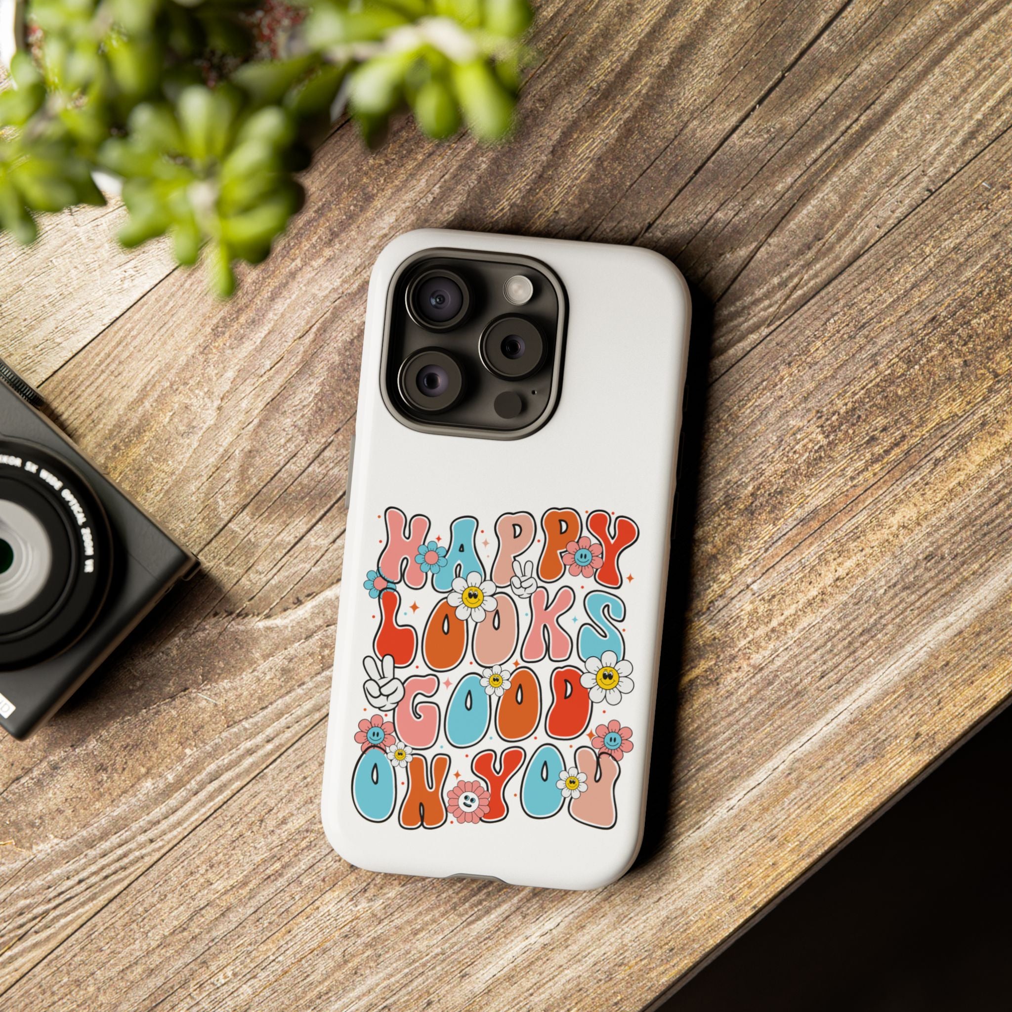 Happy Looks Good on You Phone Case, Mental Health Phone Case, Inspirational Phone Case, Therapist Gift, Depression Phone Case, iPhone, Google Pixel & Samsung Galaxy