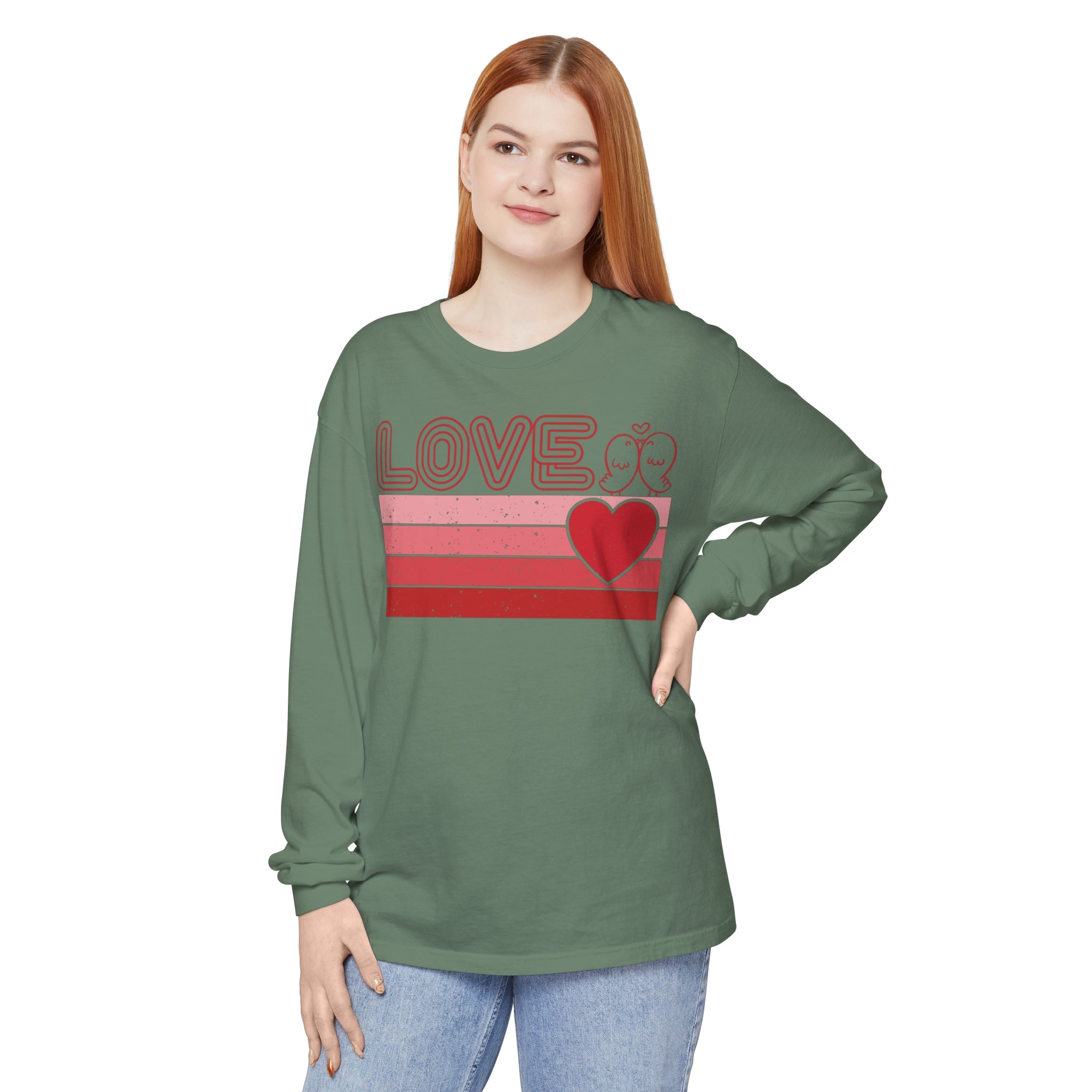 Retro Love Valentines Day Long Sleeve T-Shirt, Valentines Day Shirts For Woman, Heart Shirt, Cute Valentine Shirt, Valentines Day Gift, Valentines Gift