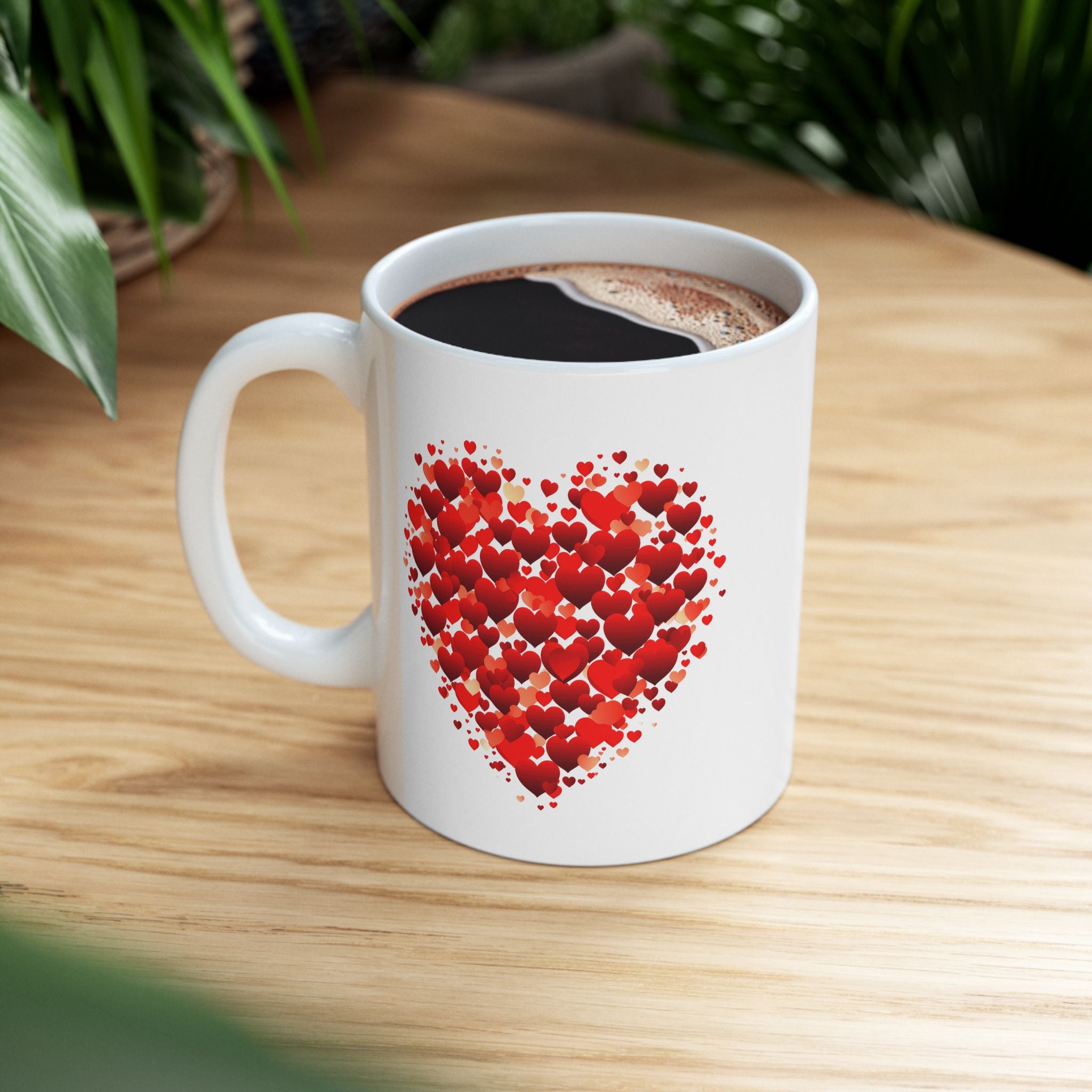 Valentines Day Double Red heart Mug, V-Day Heart Mug, Valentine's Day Mug, Heart Coffee Mug