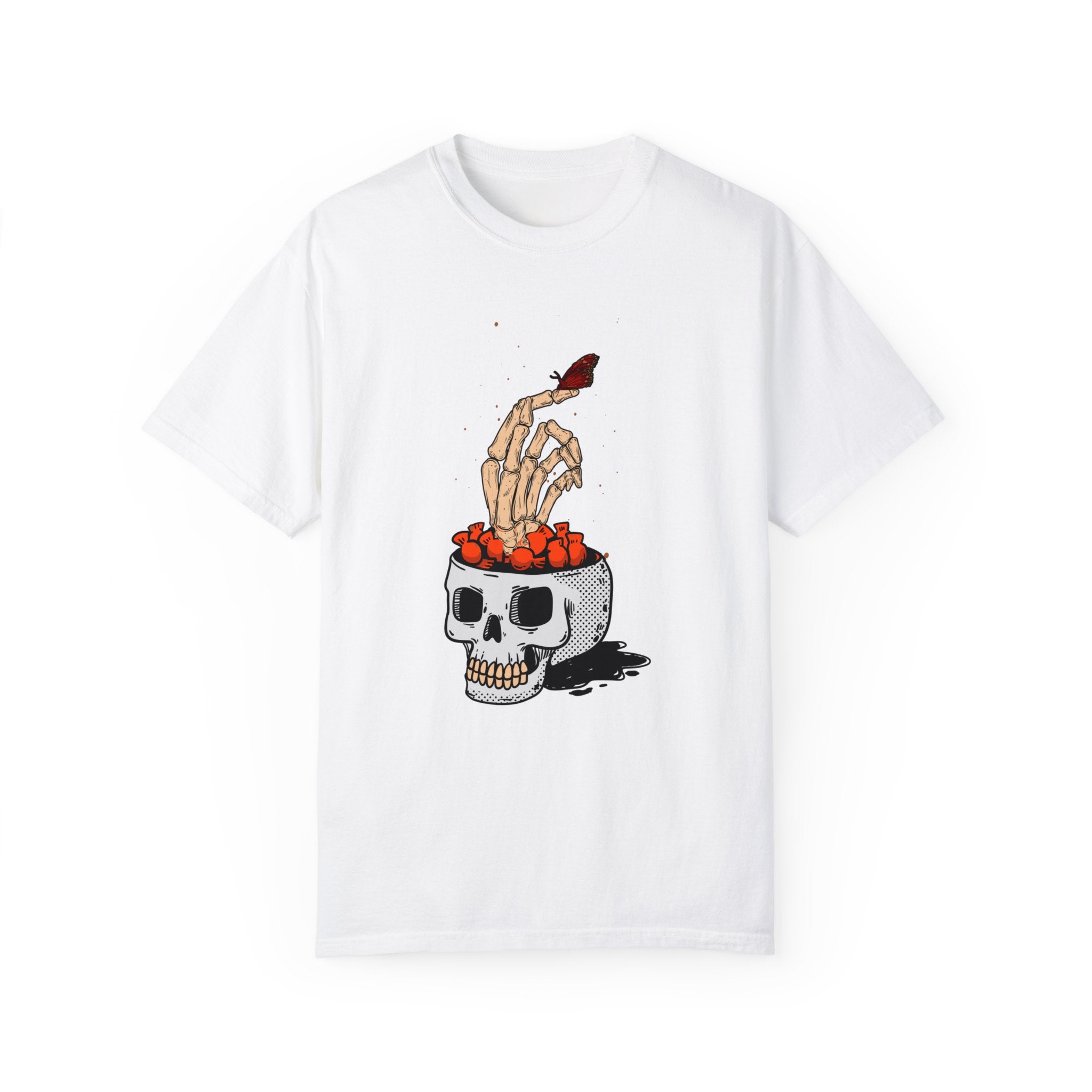 Skull skeleton hand halloween T-Shirt, Skeleton Hand T-Shirt, Skeleton Shirt, Horror Gift, Skeleton Rock Tee, Rock and Roll Shirt, Comfort Colors Shirt